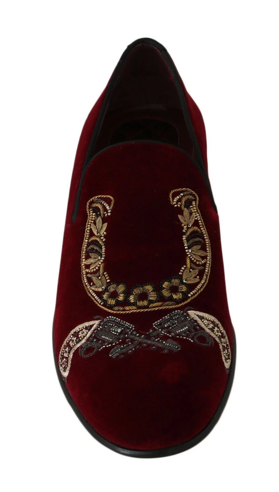 Dolce & Gabbana Bordeaux Velvet Sequined Men's Loafers - ACCEXO
