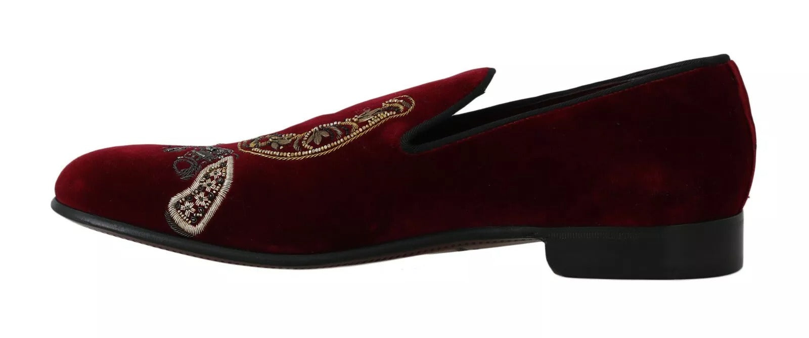Dolce & Gabbana Bordeaux Velvet Sequined Men's Loafers - ACCEXO