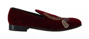 Dolce & Gabbana Bordeaux Velvet Sequined Men's Loafers - ACCEXO
