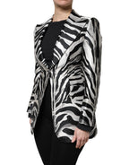 Dolce & Gabbana Black White Polyester Women Blazer Jacket - ACCEXO