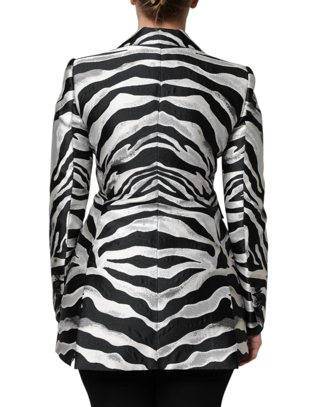 Dolce & Gabbana Black White Polyester Women Blazer Jacket - ACCEXO