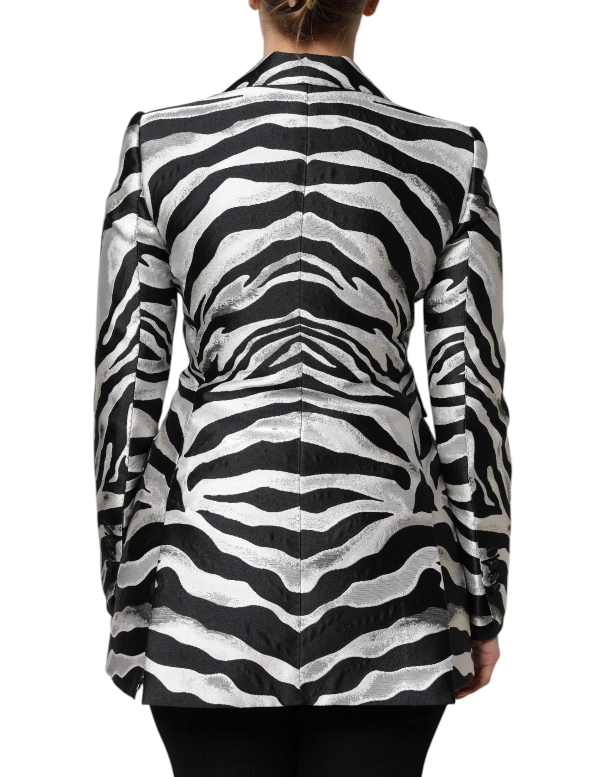 Dolce & Gabbana Black White Polyester Women Blazer Jacket - ACCEXO