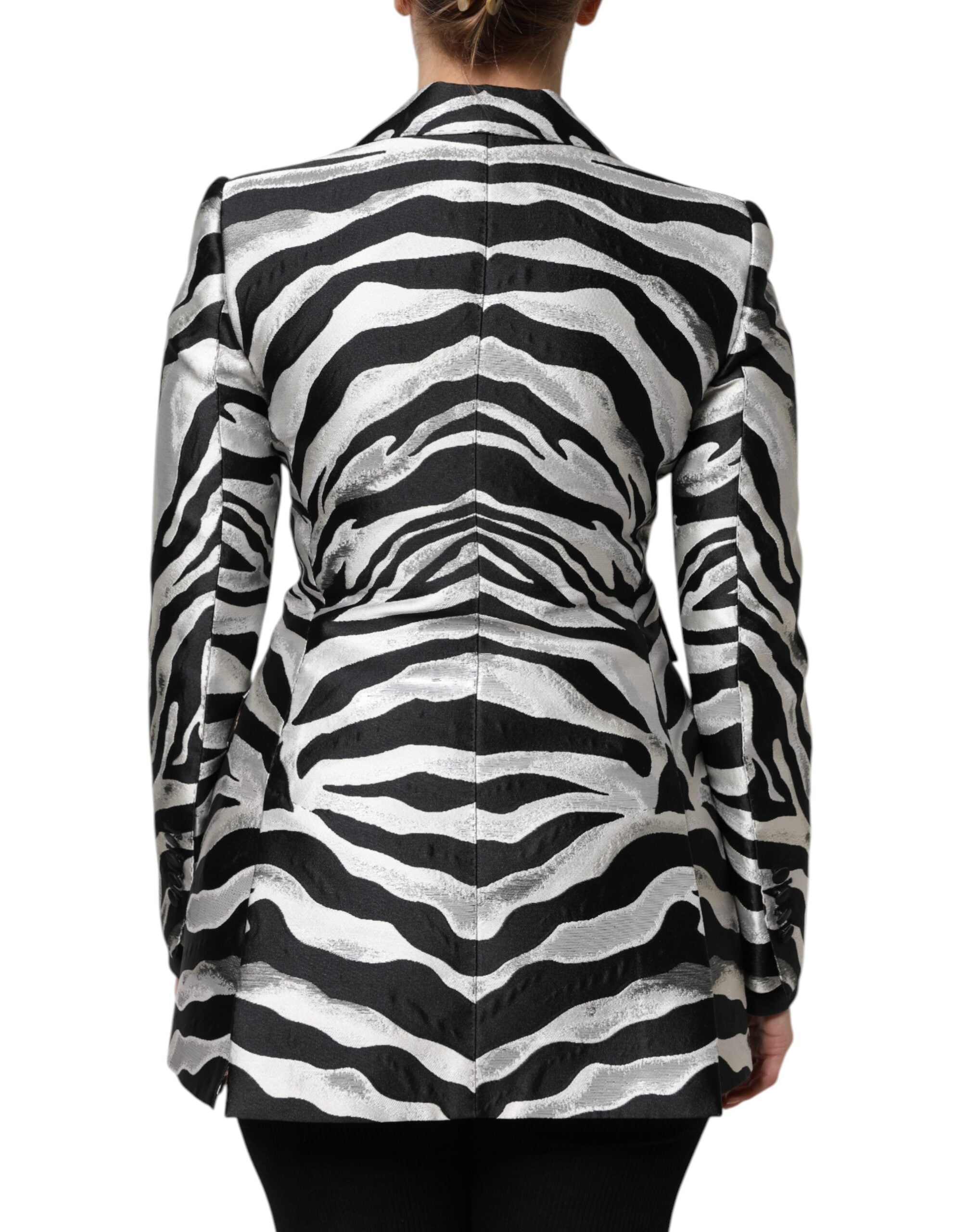 Dolce & Gabbana Black White Polyester Women Blazer Jacket - ACCEXO