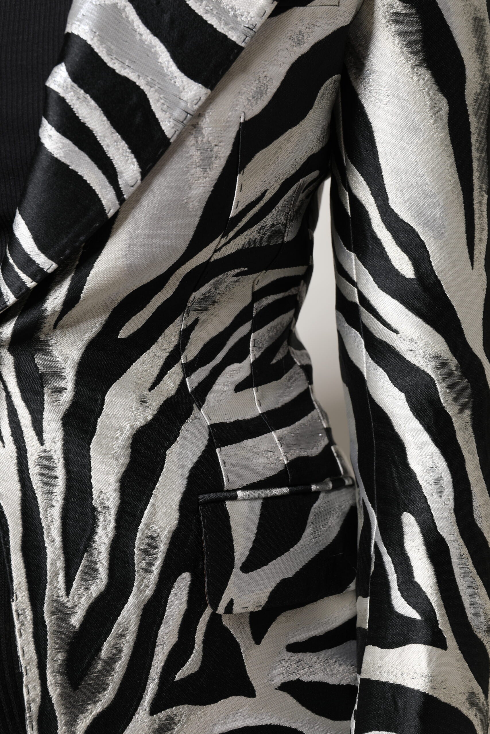 Dolce & Gabbana Black White Polyester Women Blazer Jacket - ACCEXO