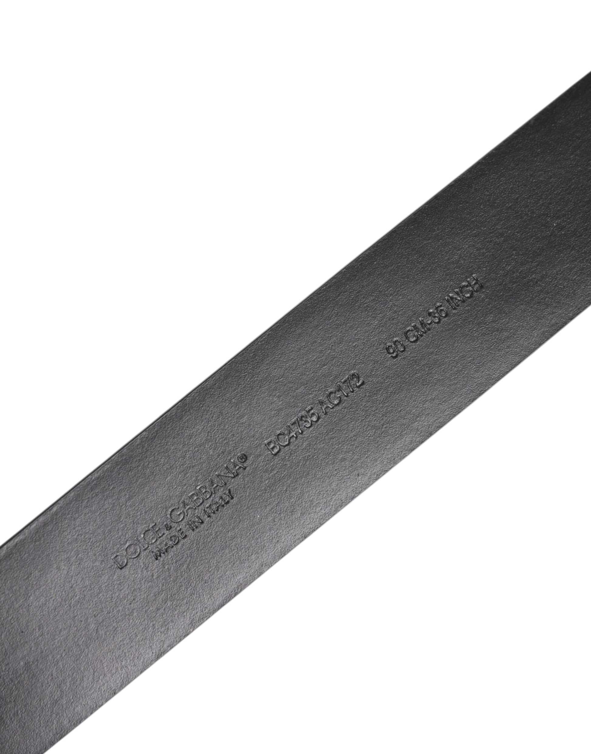 Dolce & Gabbana Black Calf Leather Studded Silver Buckle Belt - ACCEXO