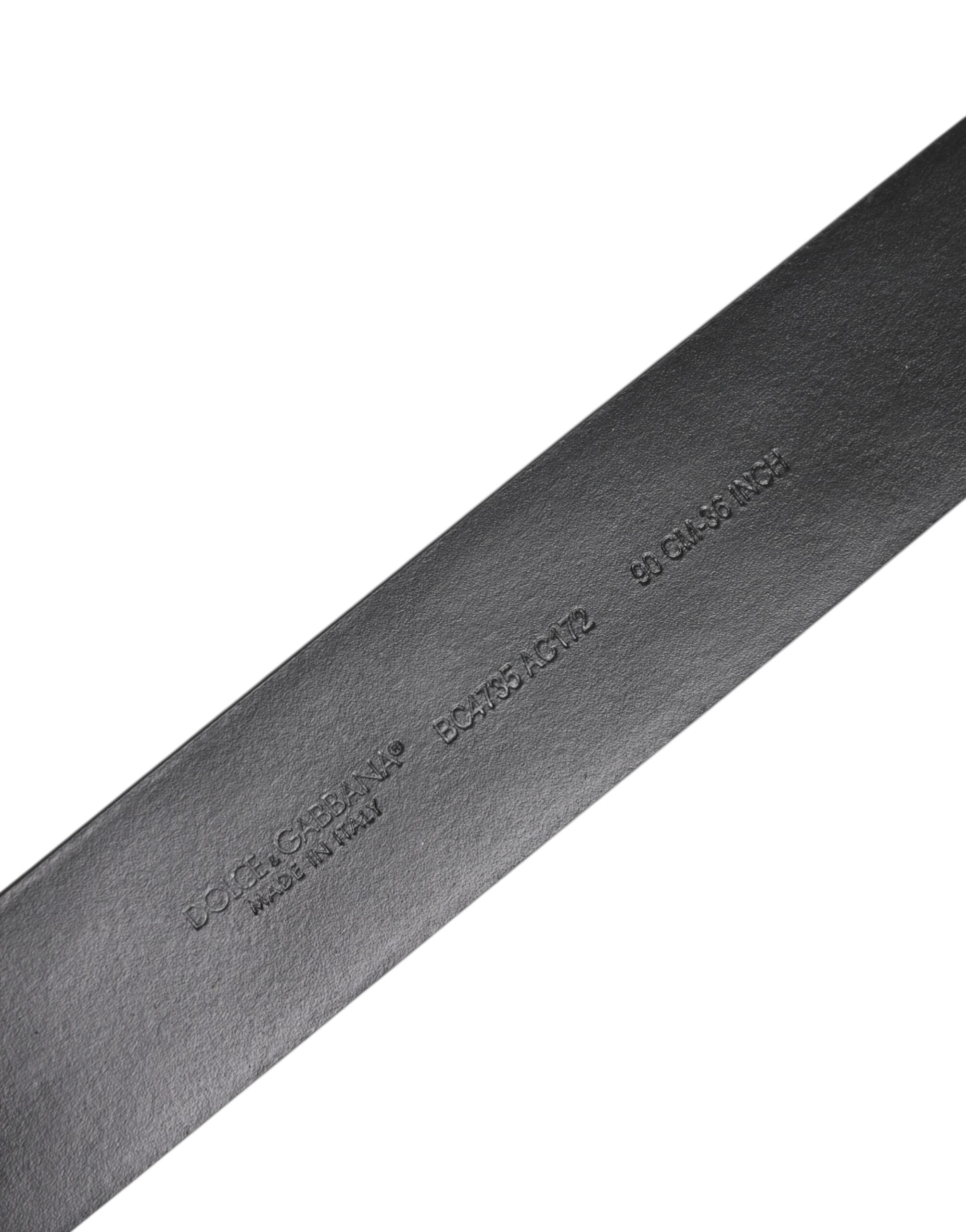 Dolce & Gabbana Black Calf Leather Studded Silver Buckle Belt - ACCEXO