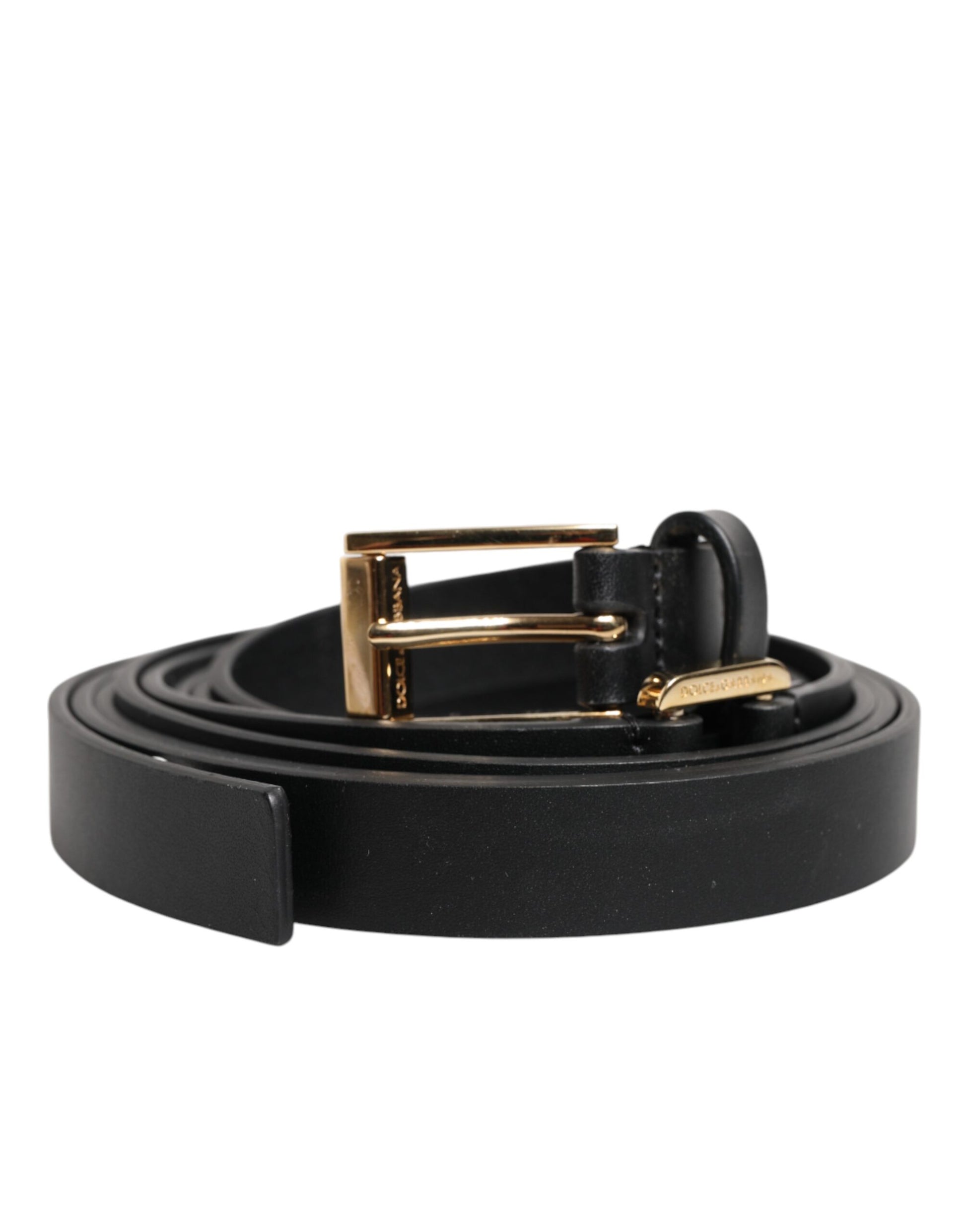 Dolce & Gabbana Black Double Strap Leather Gold Buckle Belt - ACCEXO