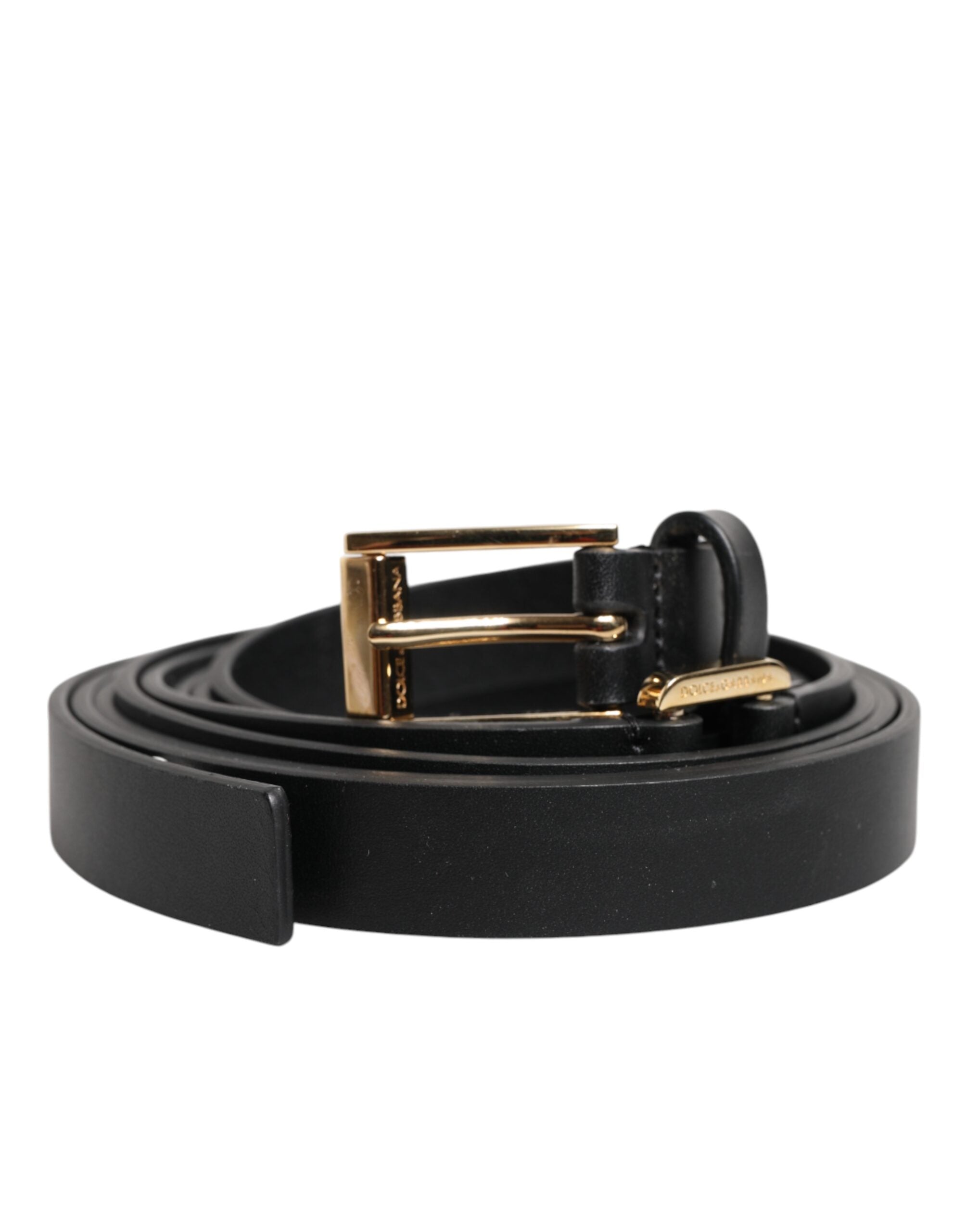 Dolce & Gabbana Black Double Strap Leather Gold Buckle Belt for Men