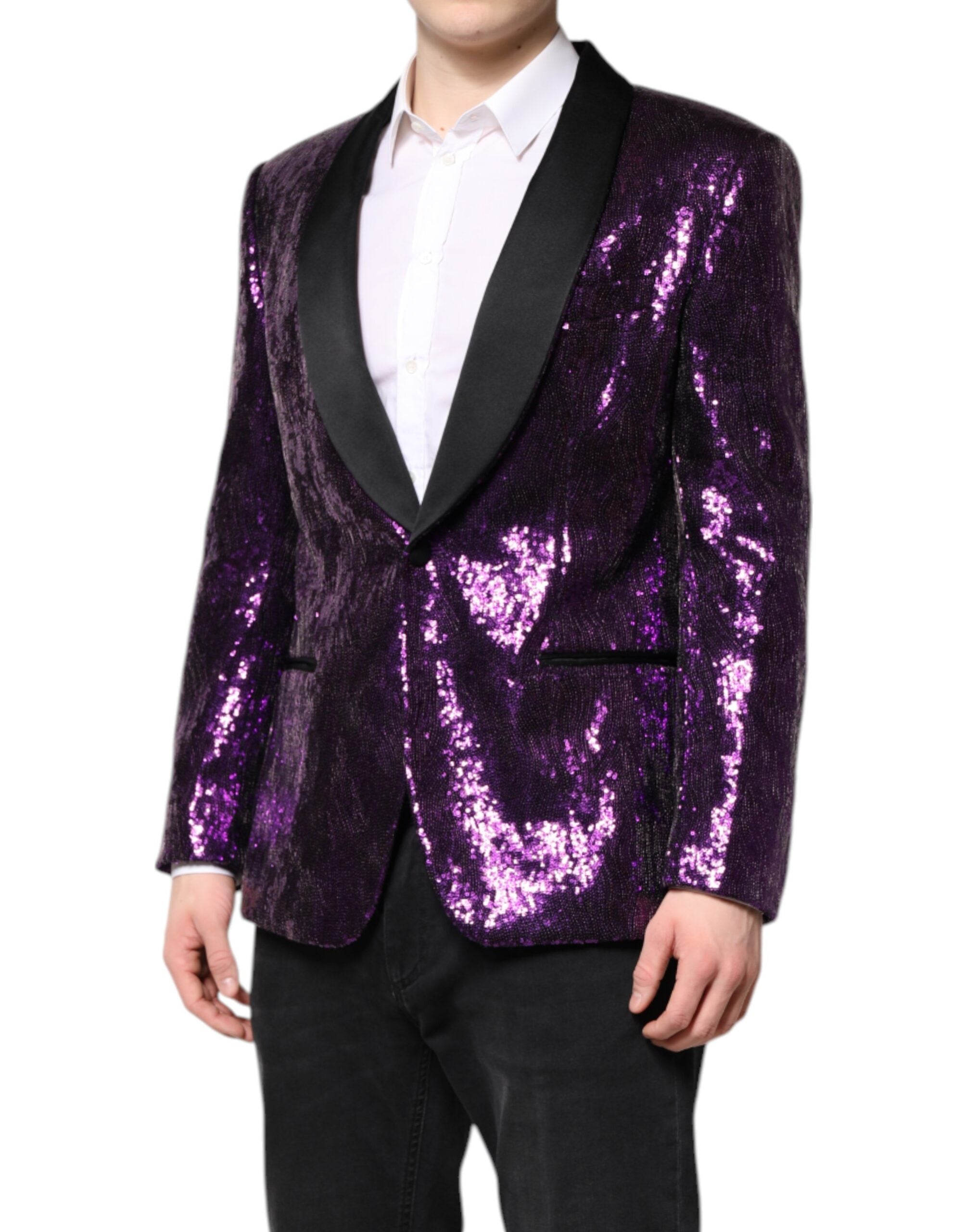 Dolce & Gabbana Purple SICILIA Sequin Embellish Coat Jacket - ACCEXO