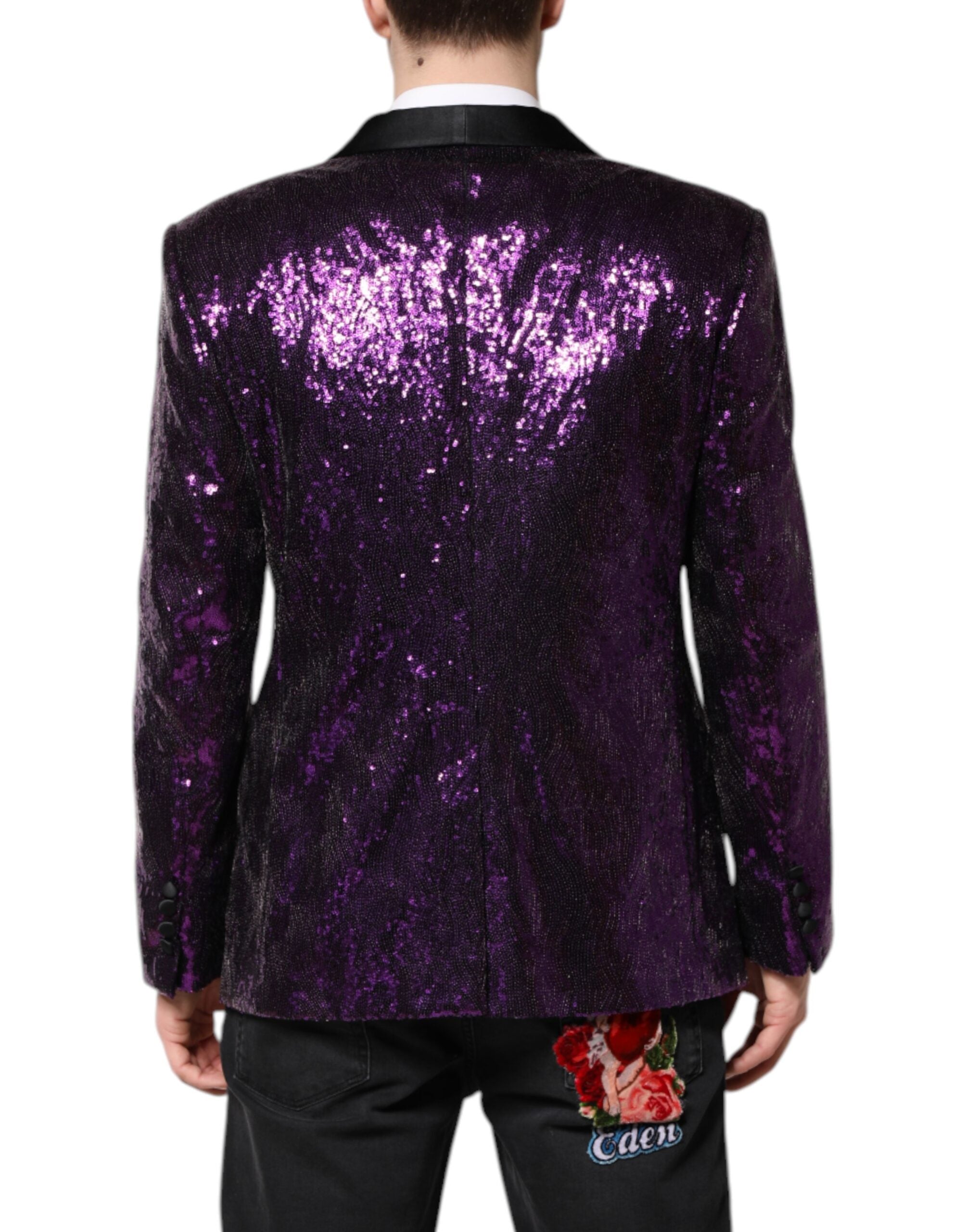 Dolce & Gabbana Purple SICILIA Sequin Embellish Coat Jacket - ACCEXO