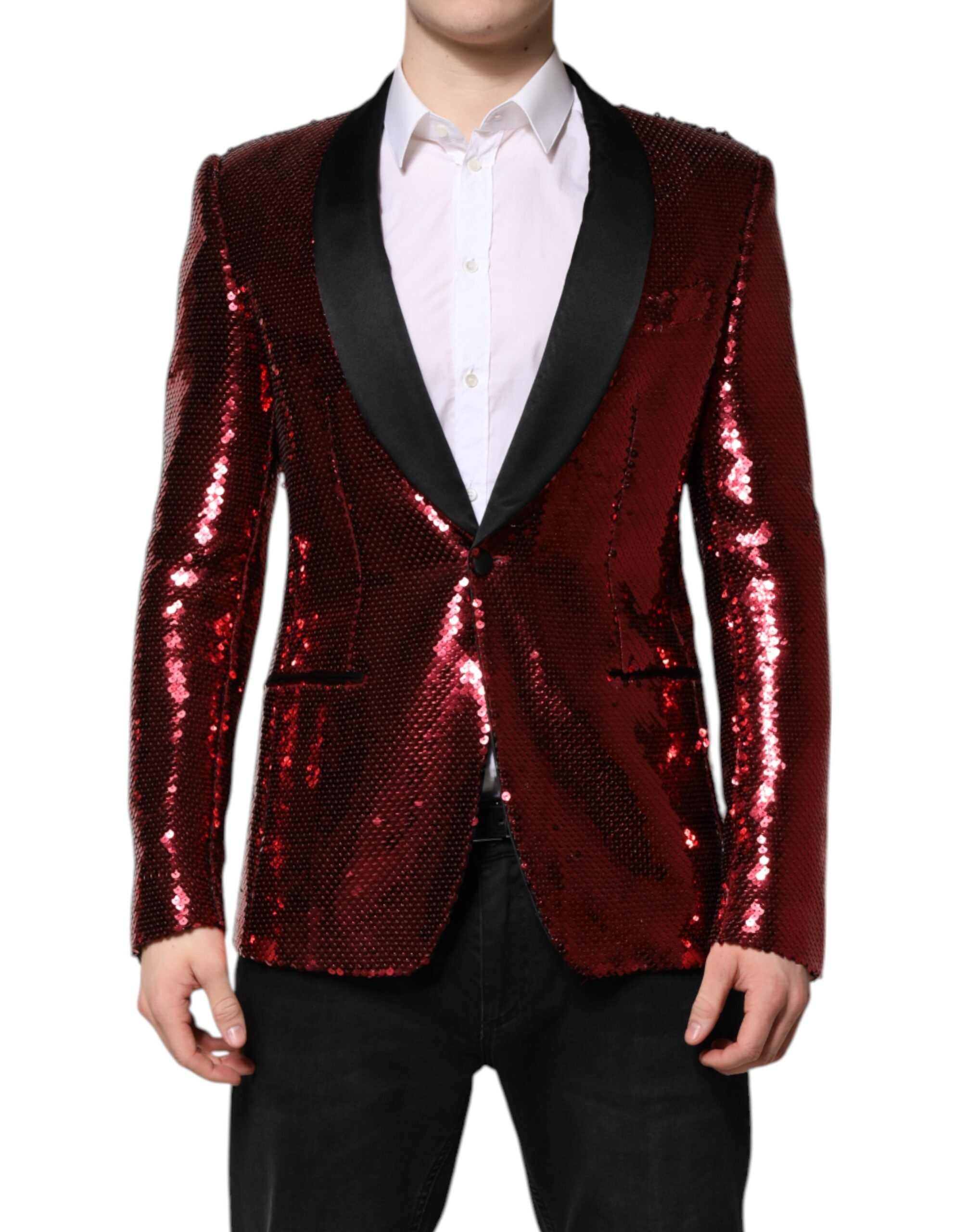 Dolce & Gabbana Red SICILIA Sequin Embellish Blazer Jacket for Men
