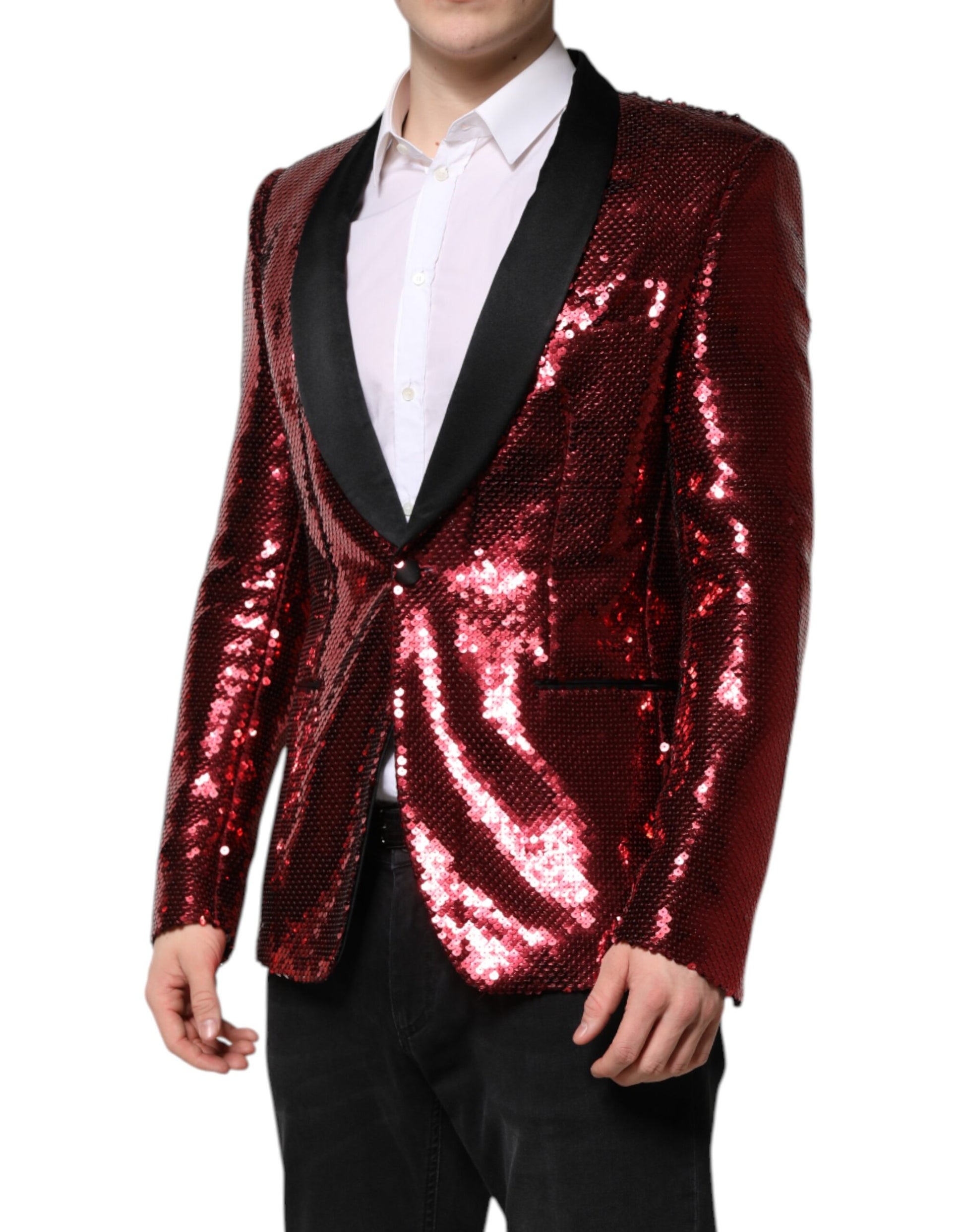 Dolce & Gabbana Red SICILIA Sequin Embellish Blazer Jacket - ACCEXO