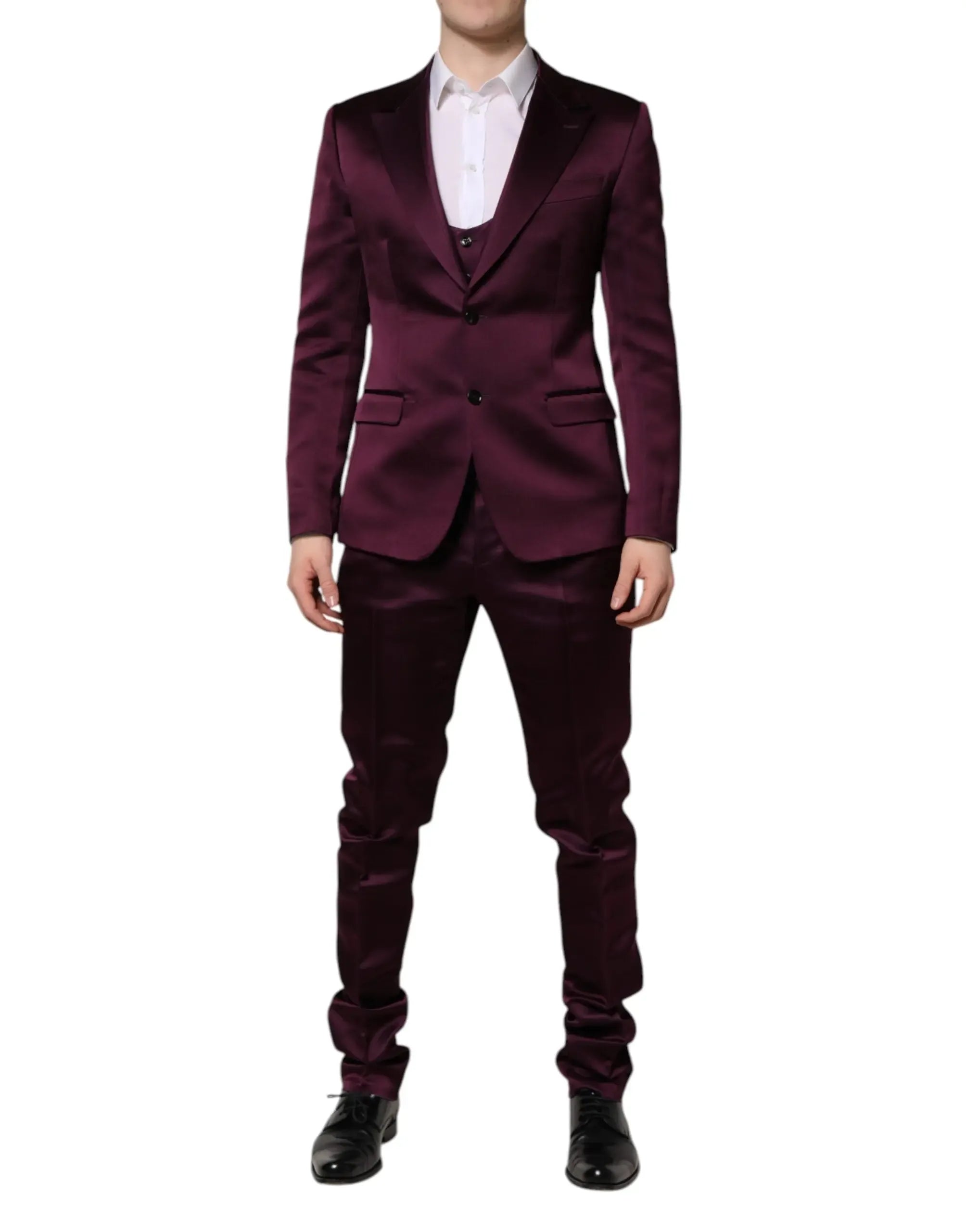 Dolce & Gabbana Dark Purple Silk 3Piece Single Breasted Suit - Zachava Main image