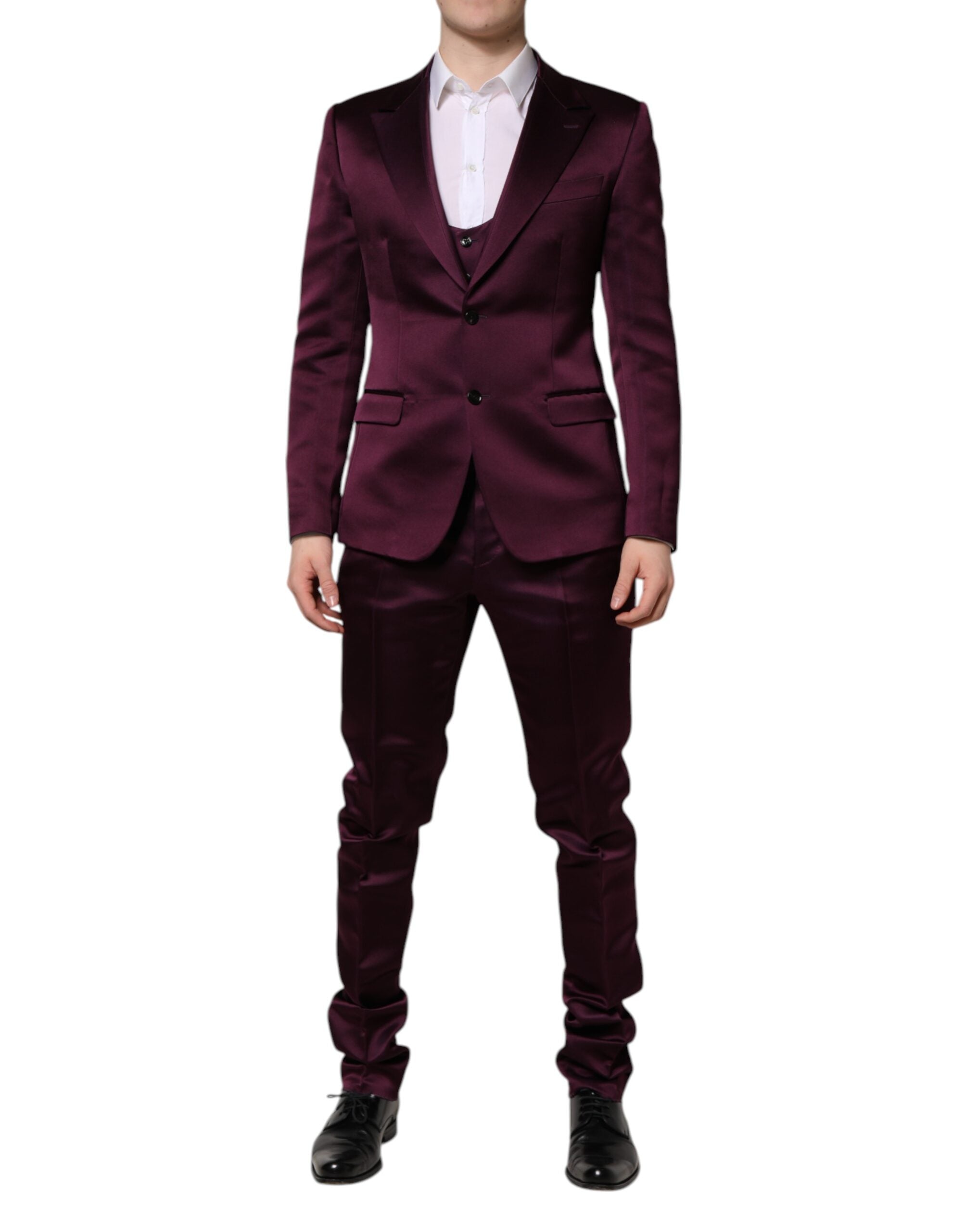 Dolce & Gabbana Dark Purple Silk 3Piece Single Breasted Suit - ACCEXO