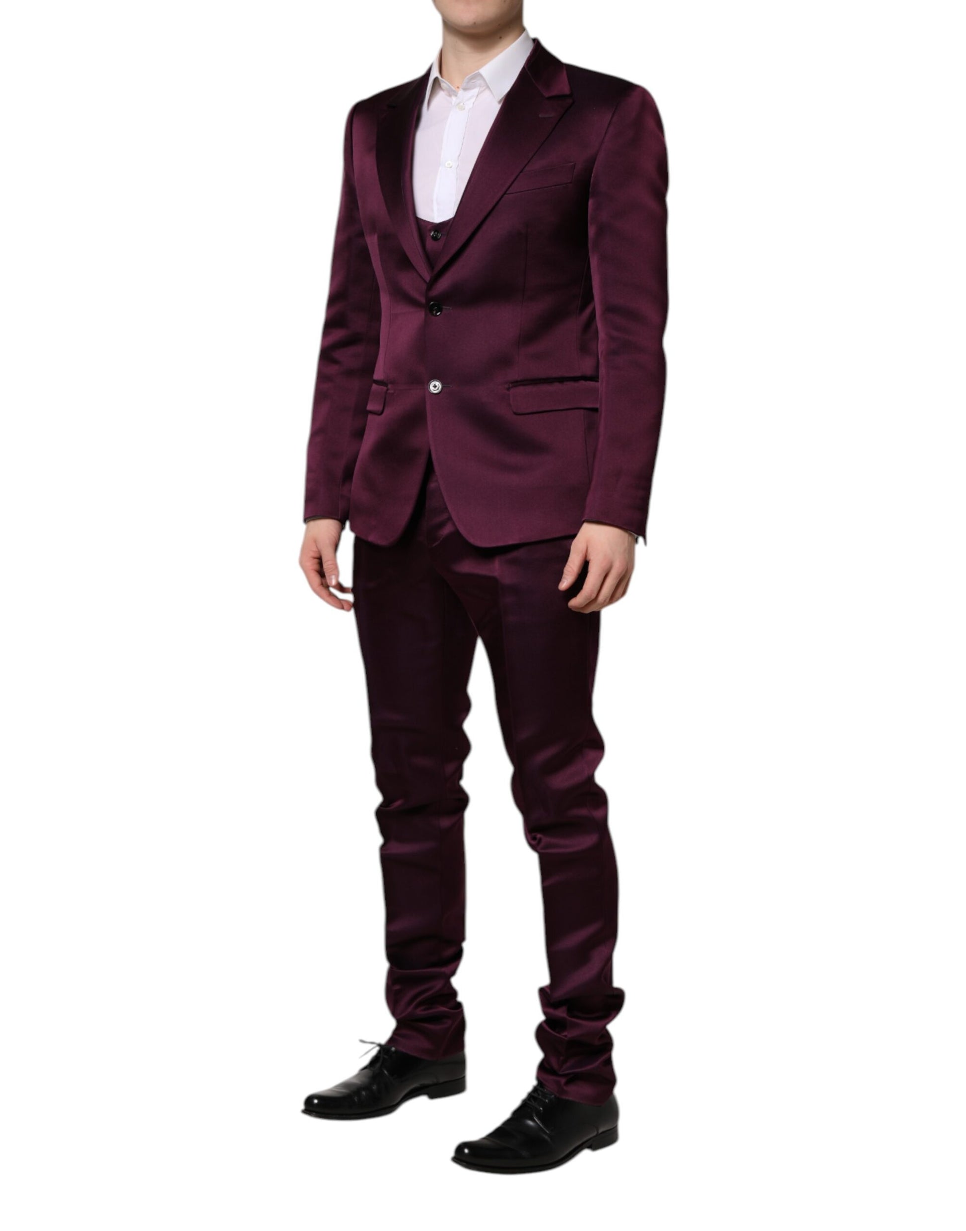 Dolce & Gabbana Dark Purple Silk 3Piece Single Breasted Suit - ACCEXO