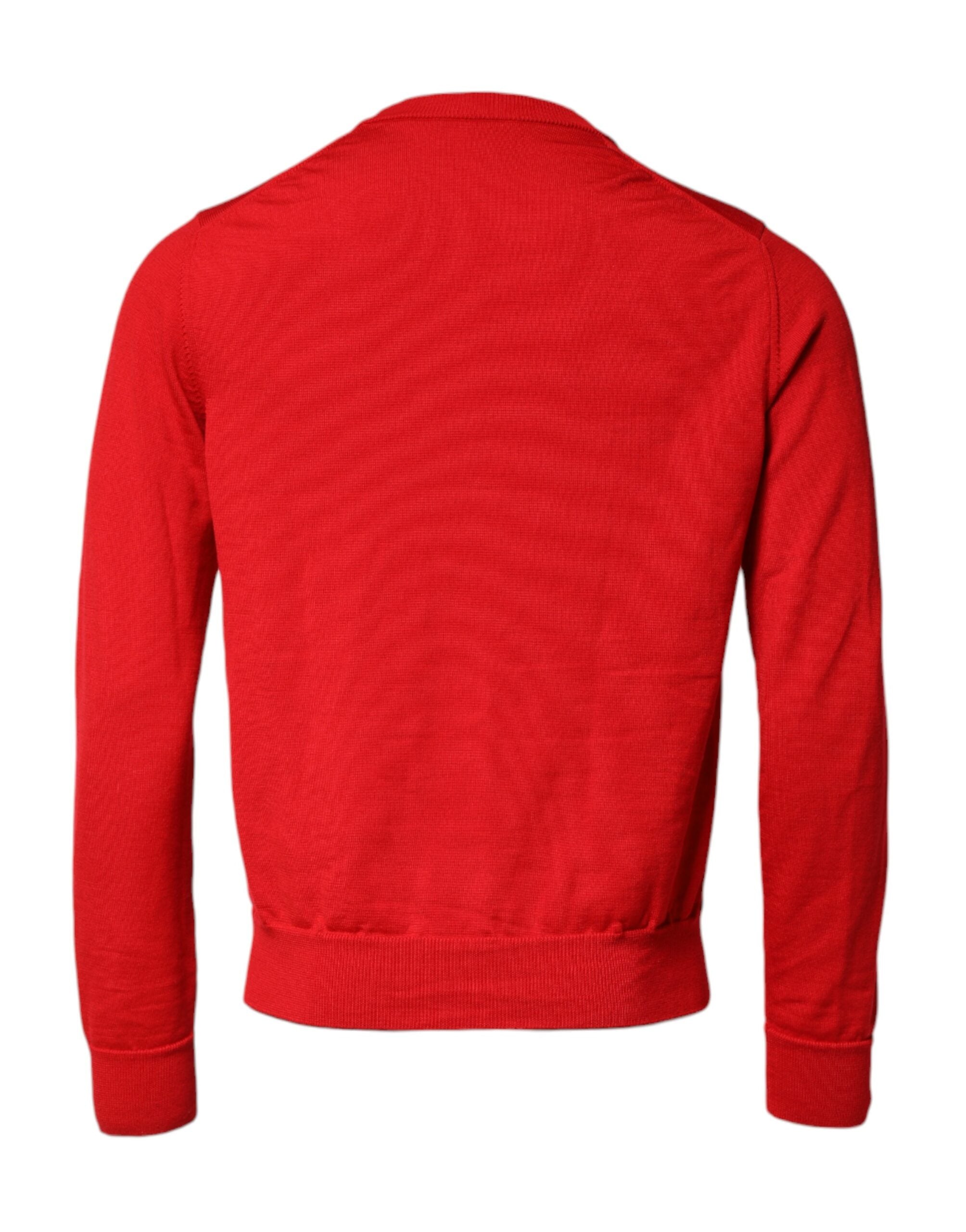 Dolce & Gabbana Red Eye Print Crew Neck Men Pullover Sweater