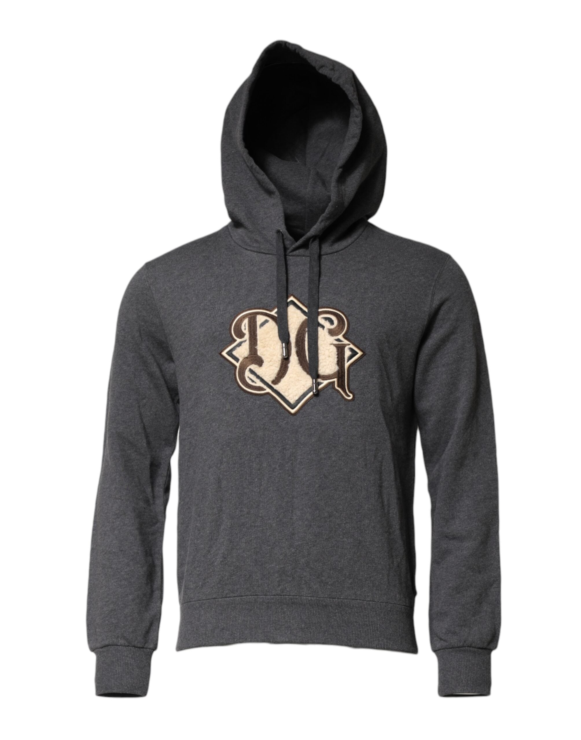Dolce & Gabbana Gray Logo Patch Hooded Sweatshirt Sweater for Men