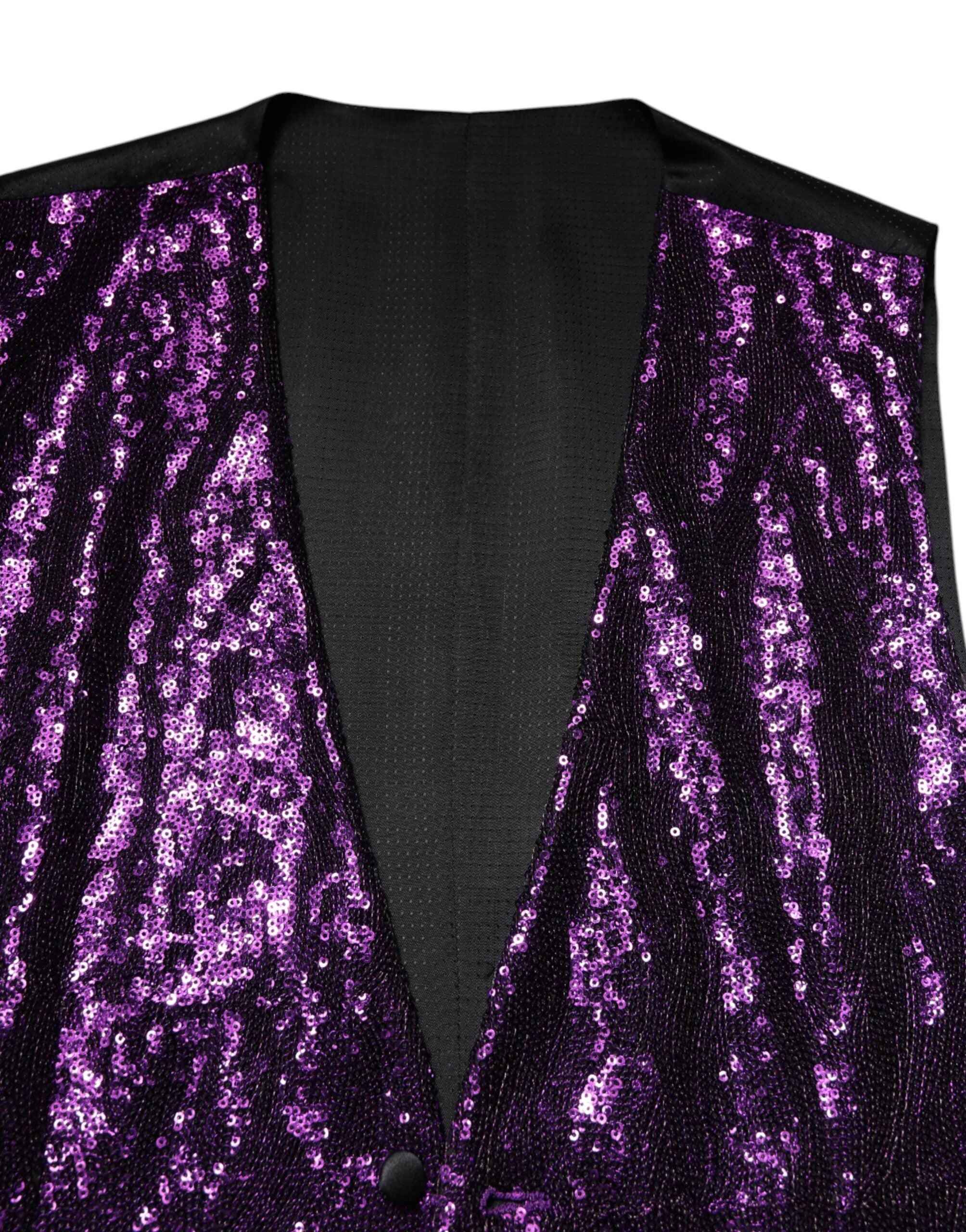 Dolce & Gabbana Purple Sequined Dress Formal Waistcoat Vest - ACCEXO