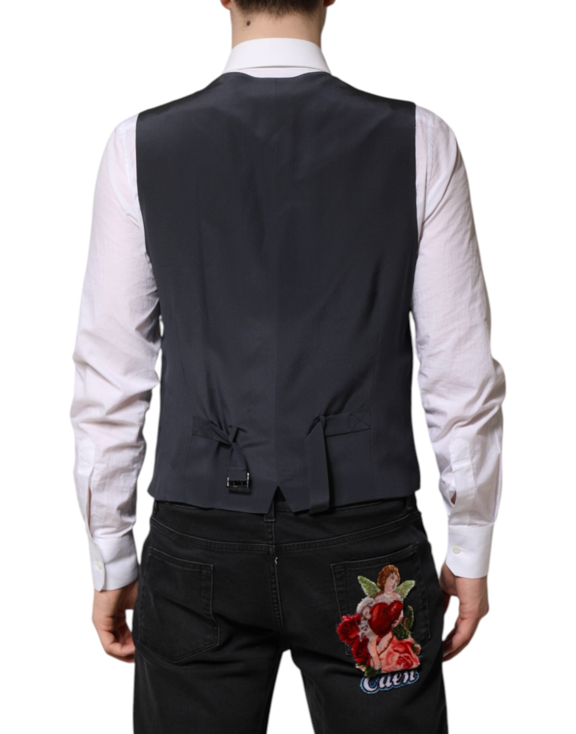 Dolce & Gabbana Gray Plaid Wool Formal Dress Waistcoat Vest - ACCEXO