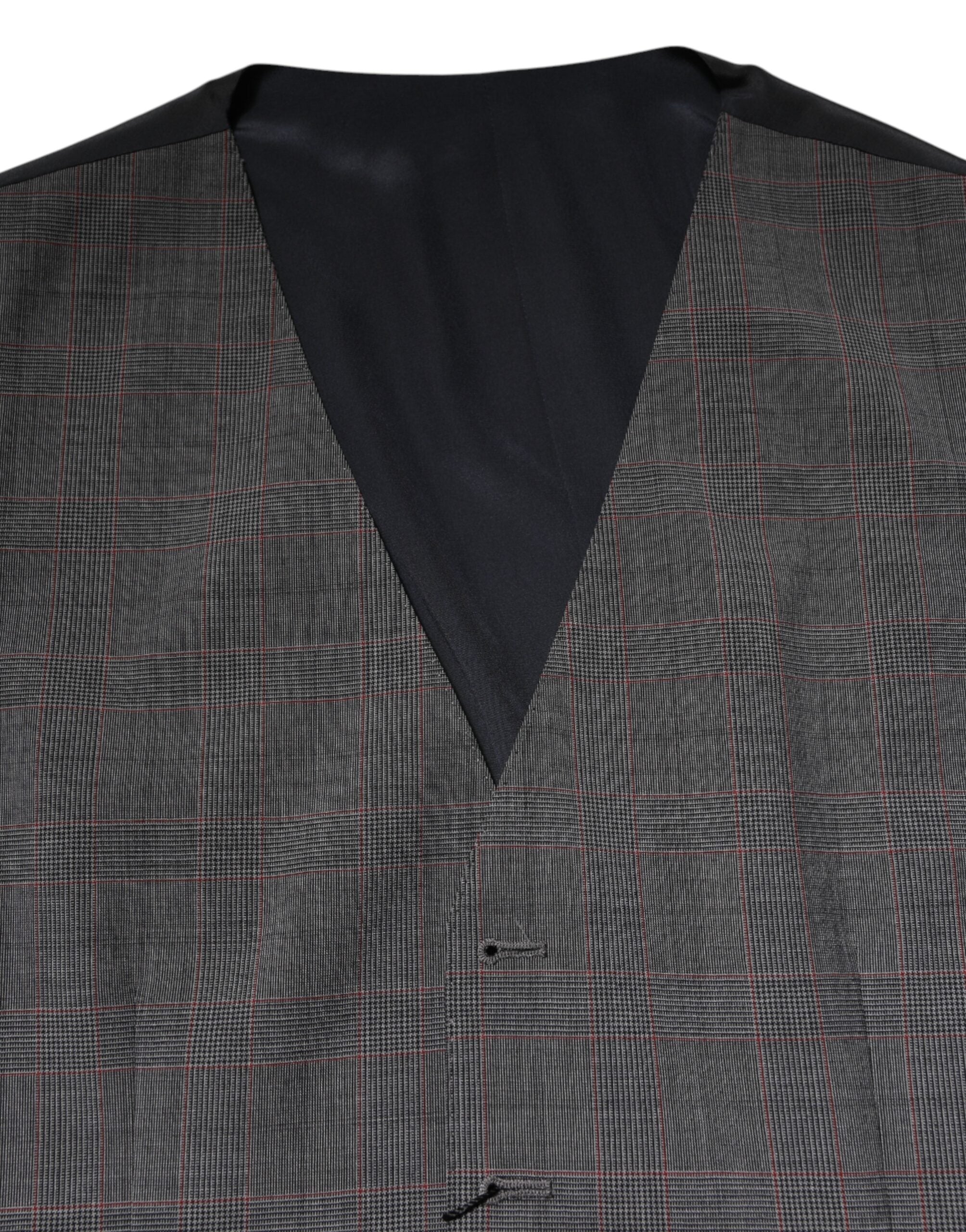 Dolce & Gabbana Gray Plaid Wool Formal Dress Waistcoat Vest - ACCEXO