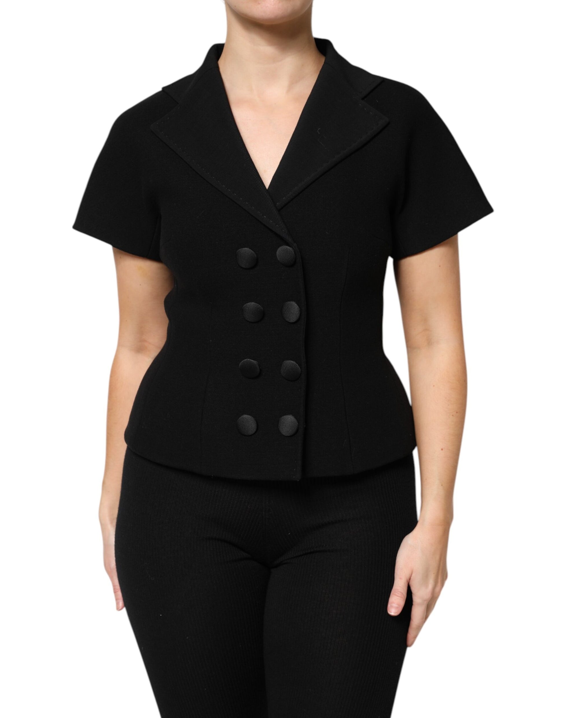 Dolce & Gabbana Black Wool Double Breasted Coat Jacket - ACCEXO