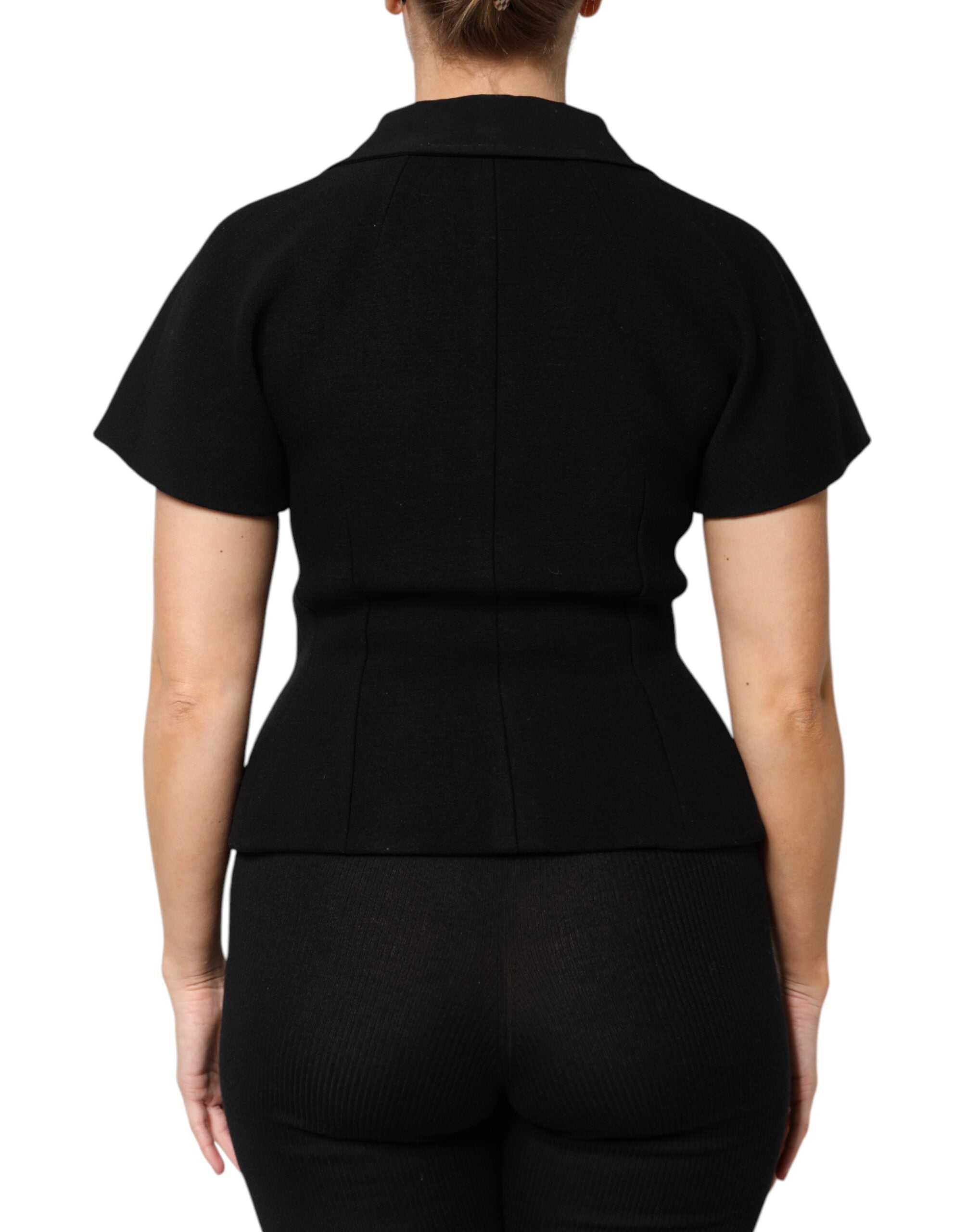 Dolce & Gabbana Black Wool Double Breasted Coat Jacket - ACCEXO