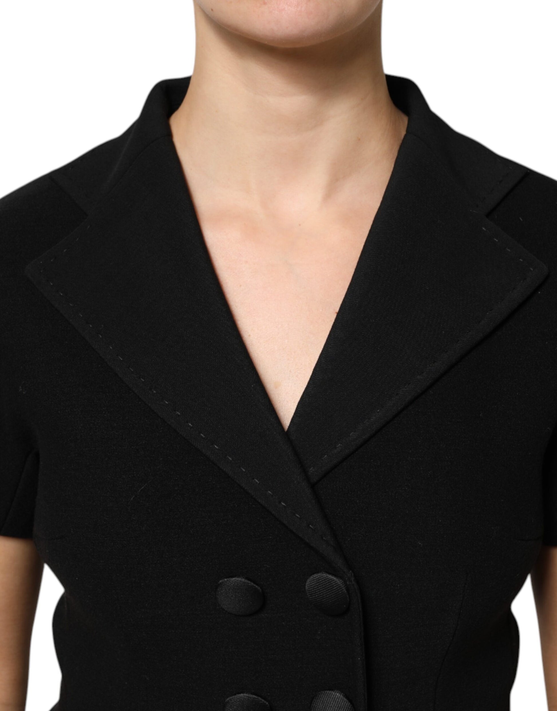 Dolce & Gabbana Black Wool Double Breasted Coat Jacket - ACCEXO