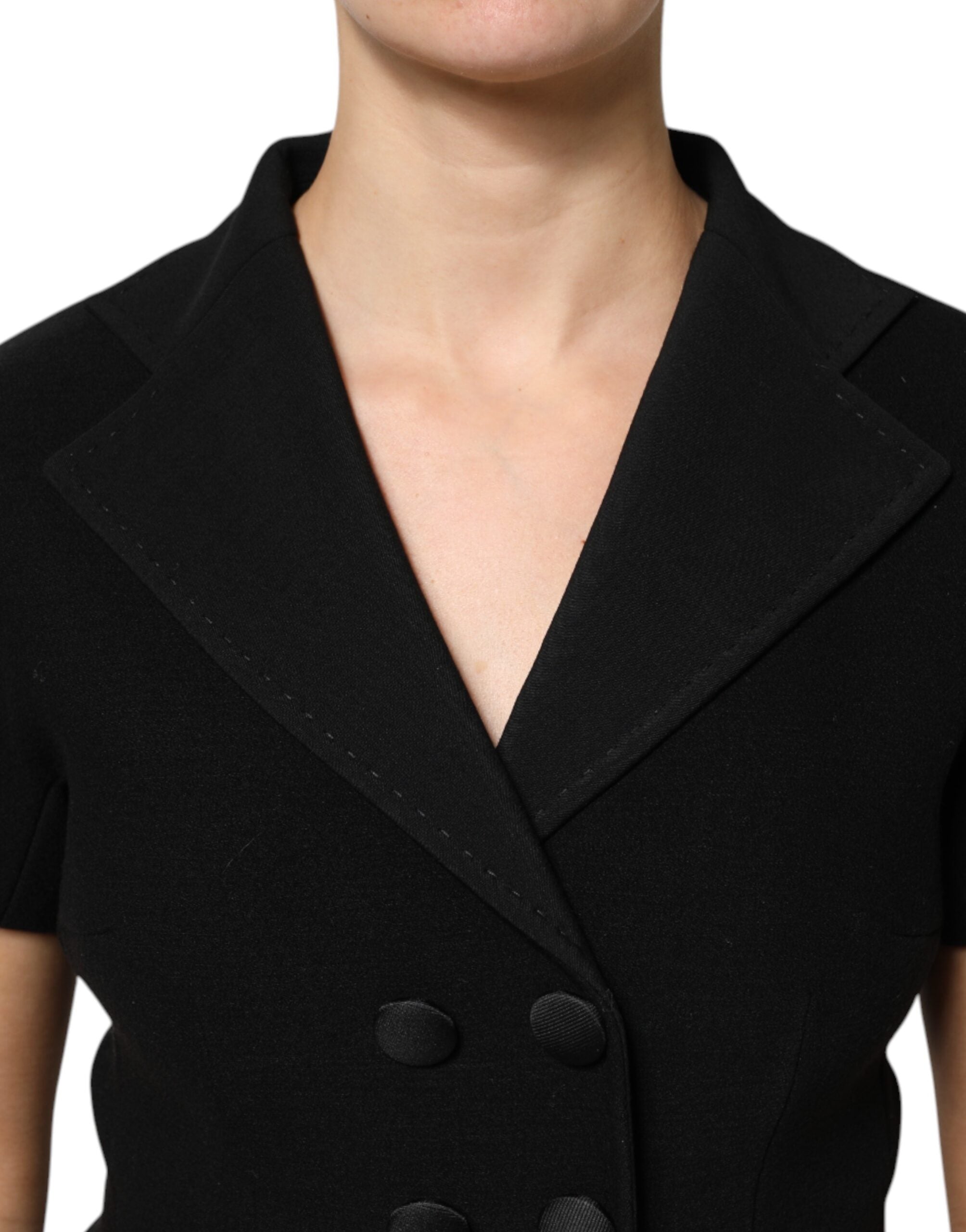 Dolce & Gabbana Black Wool Double Breasted Coat Jacket - ACCEXO