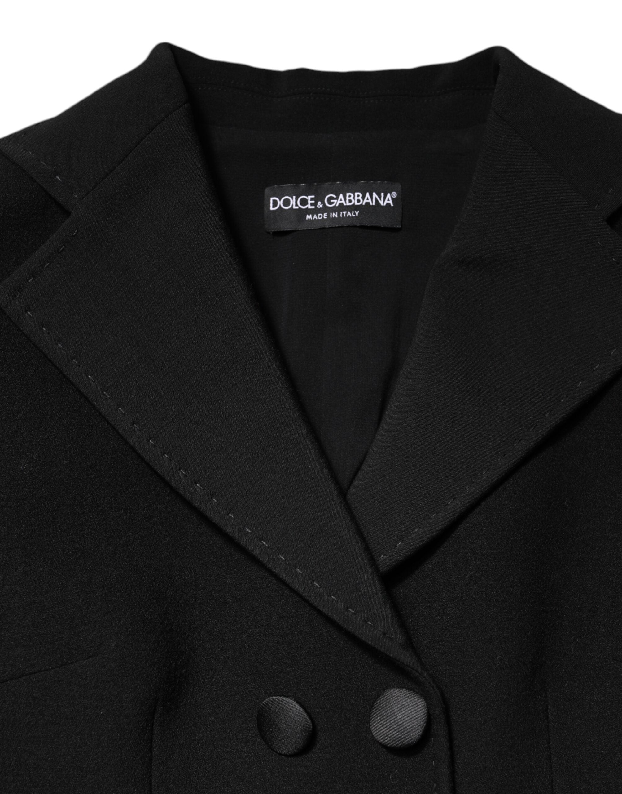 Dolce & Gabbana Black Wool Double Breasted Coat Jacket - ACCEXO