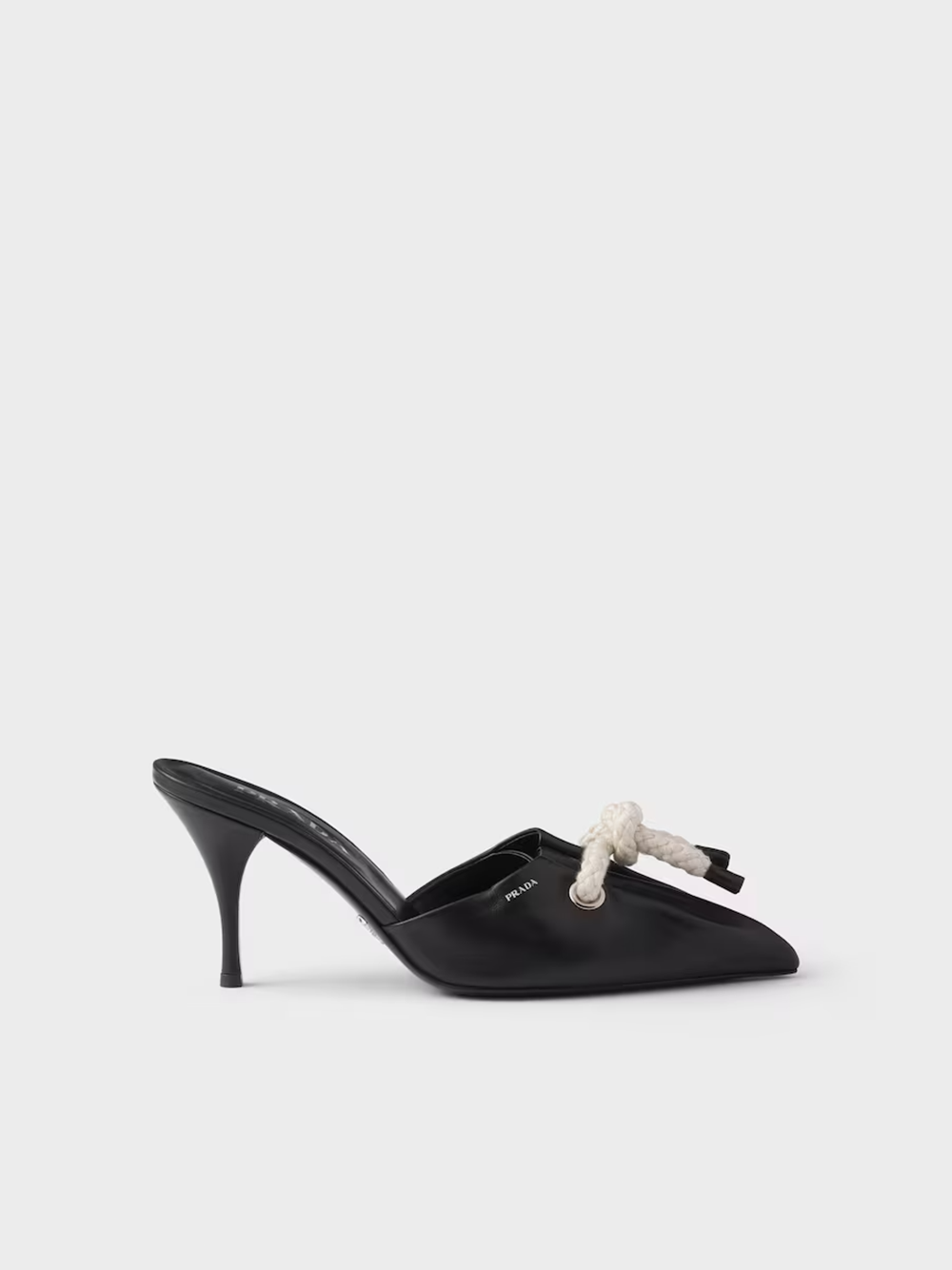 Prada Black Nappa Leather Rope Detail  Sandals - ACCEXO