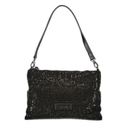 Mario Valentino Black Polyester Women Handbag with Rhinestone Details