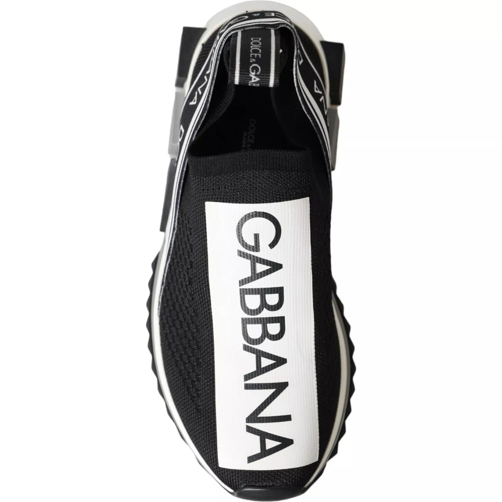 Dolce & Gabbana Black White Slip On Sorrento Sneakers Shoes - ACCEXO
