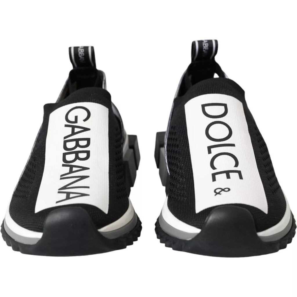 Dolce & Gabbana Black White Slip On Sorrento Sneakers Shoes - ACCEXO