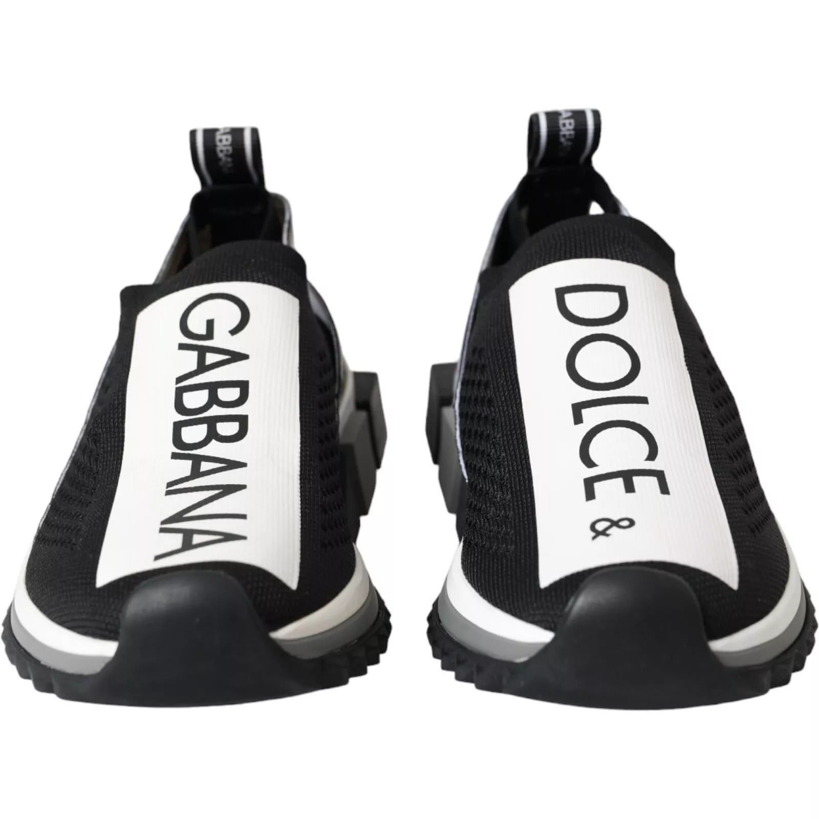 Dolce & Gabbana Black White Slip On Sorrento Sneakers Shoes - ACCEXO