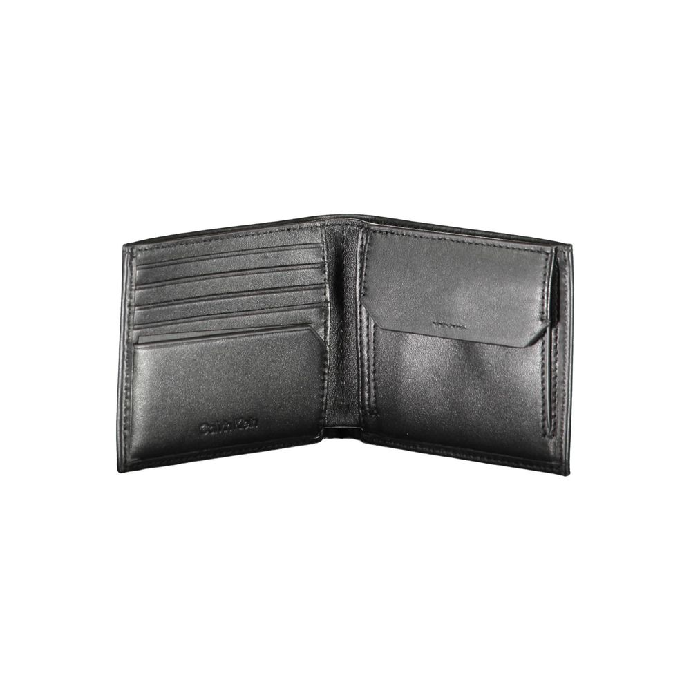 Calvin Klein Black Leather Dual Compartment Men Wallet w/ RFID Blocking