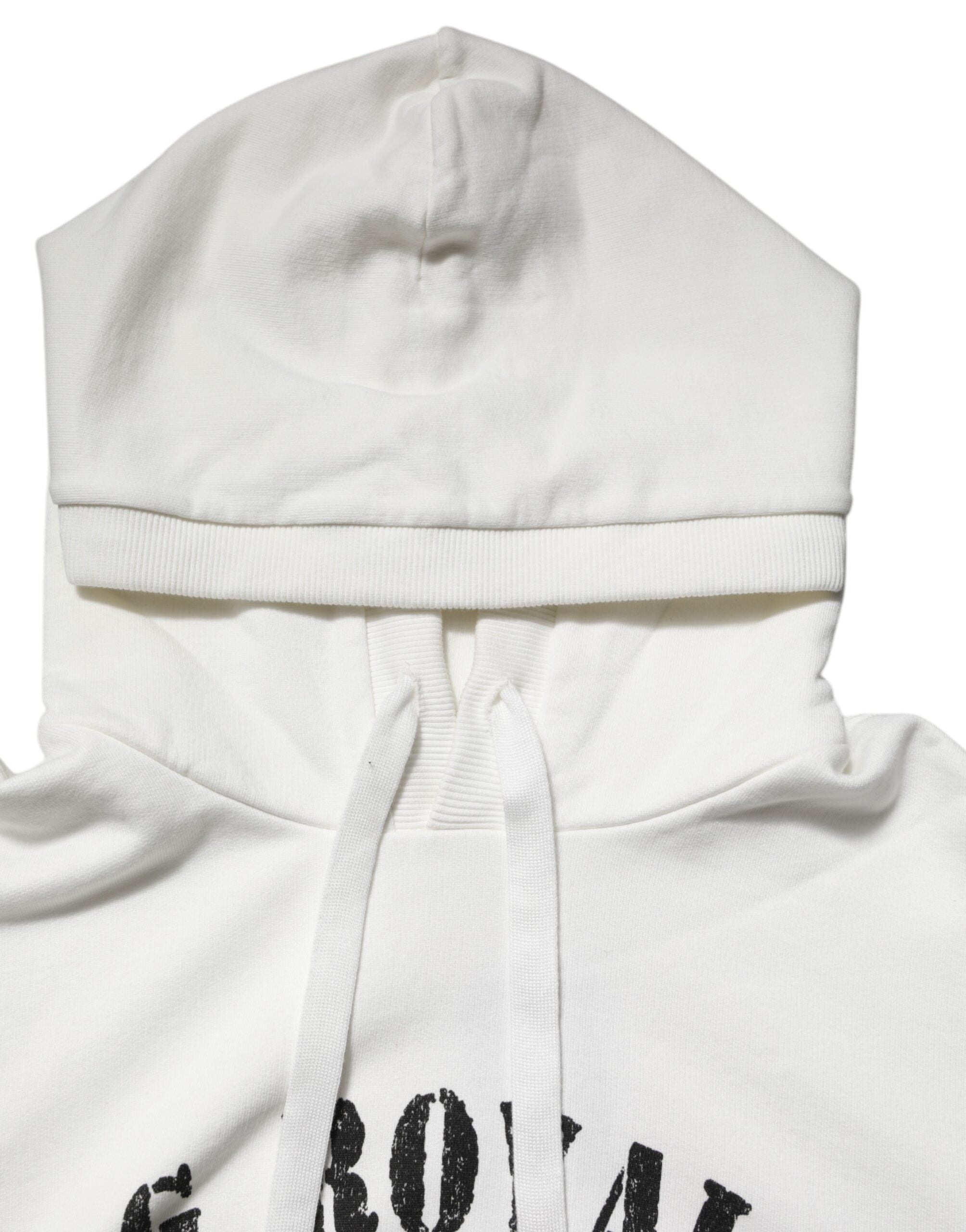 Dolce & Gabbana White Cotton DG ROYAL Print Hooded Sweater - ACCEXO