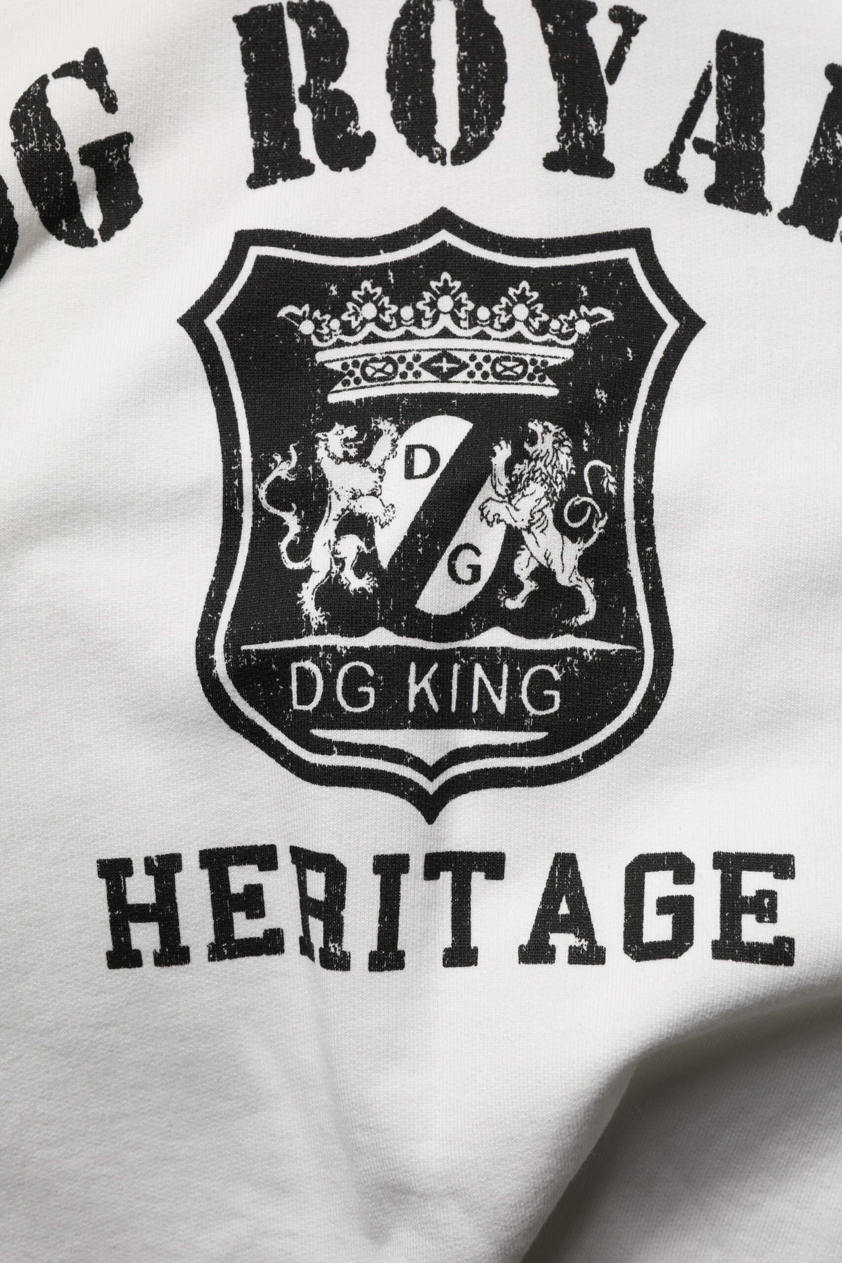 Dolce & Gabbana White Cotton DG ROYAL Print Hooded Sweater - ACCEXO