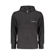 Calvin Klein Black Cotton Men Sweater with Hood and Central Pockets
