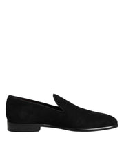Dolce & Gabbana Black Suede Slip On Loafers Formal Shoes - ACCEXO