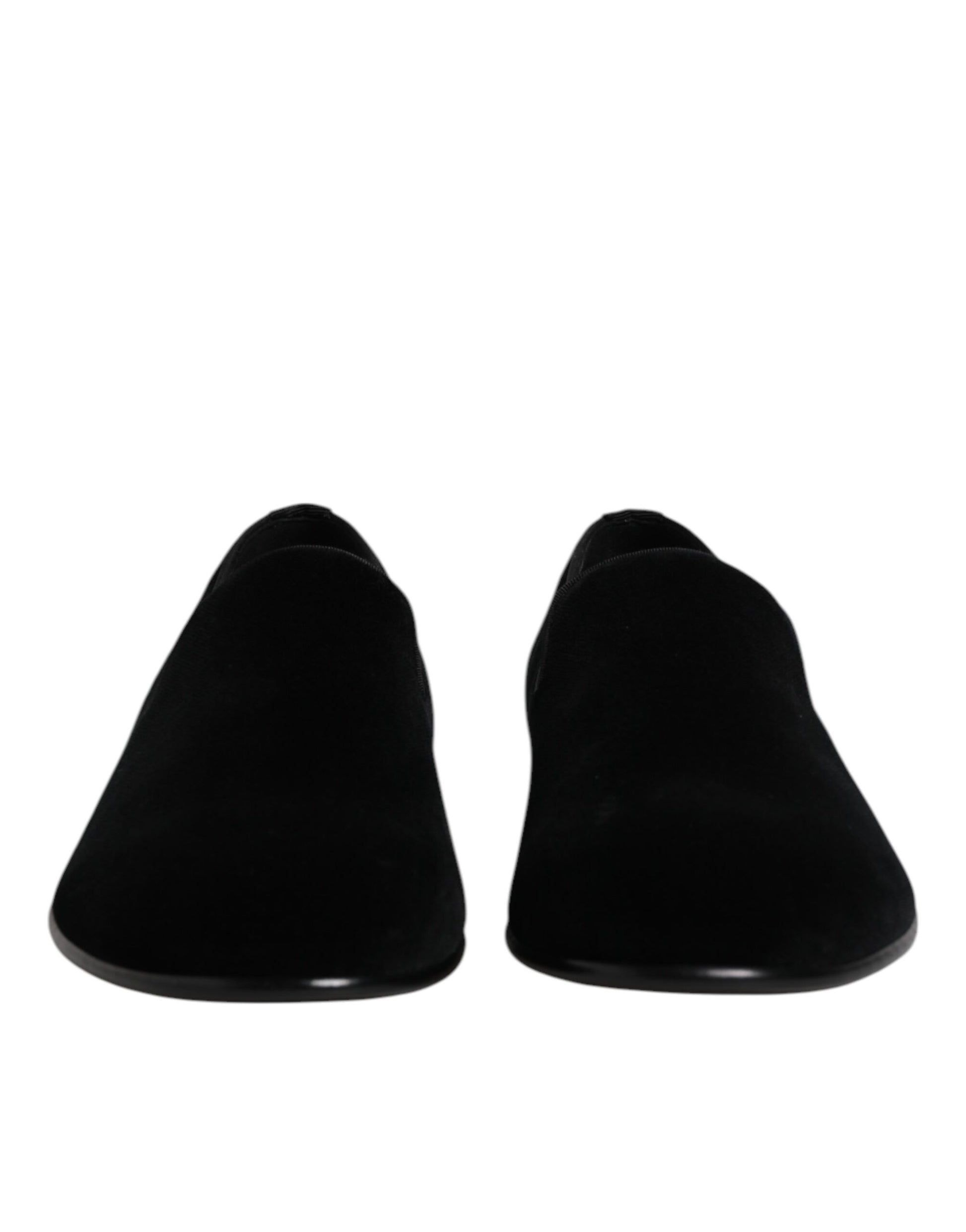Dolce & Gabbana Black Velvet Slip On Loafers Formal Shoes - ACCEXO