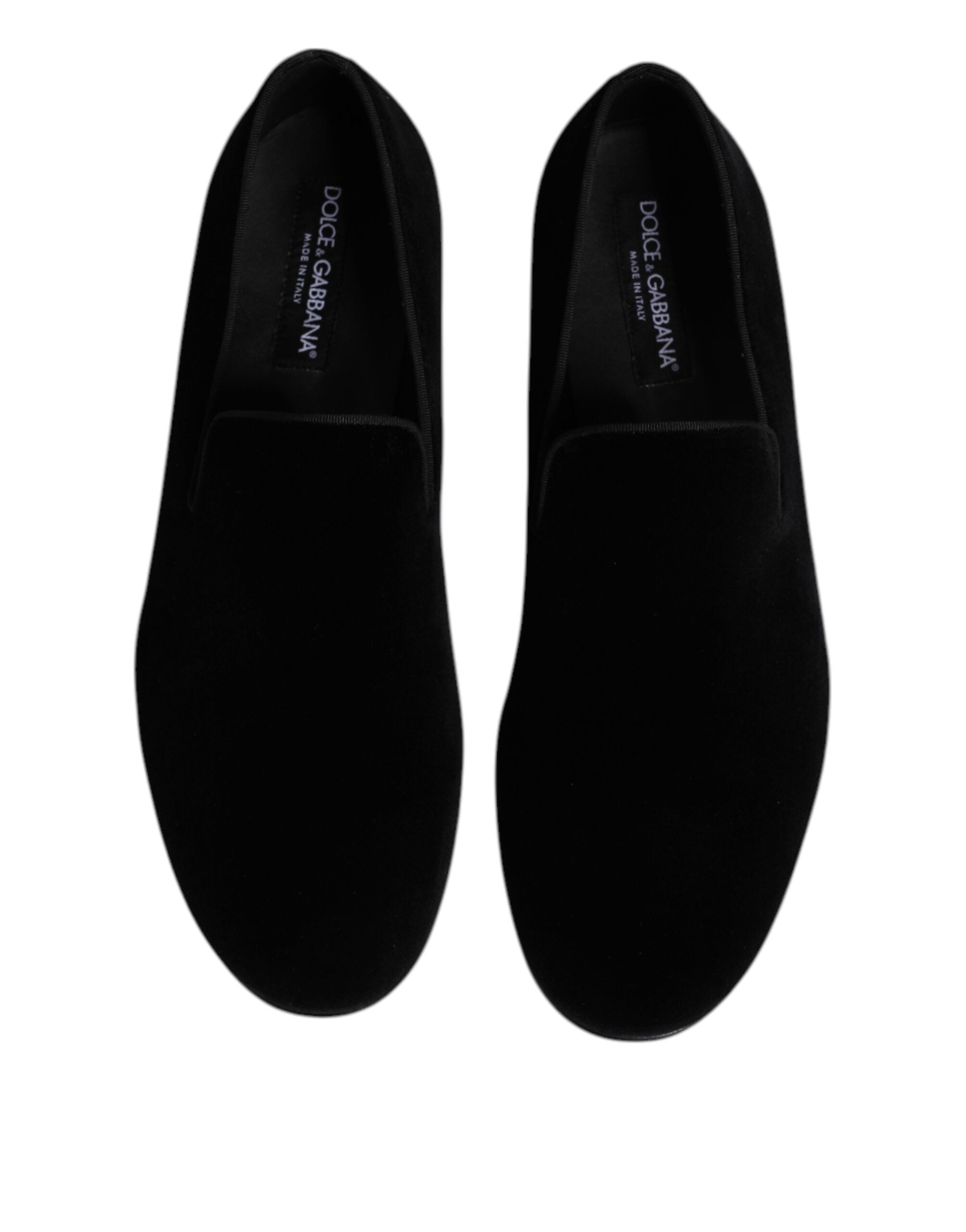Dolce & Gabbana Black Velvet Slip On Loafers Formal Shoes - ACCEXO