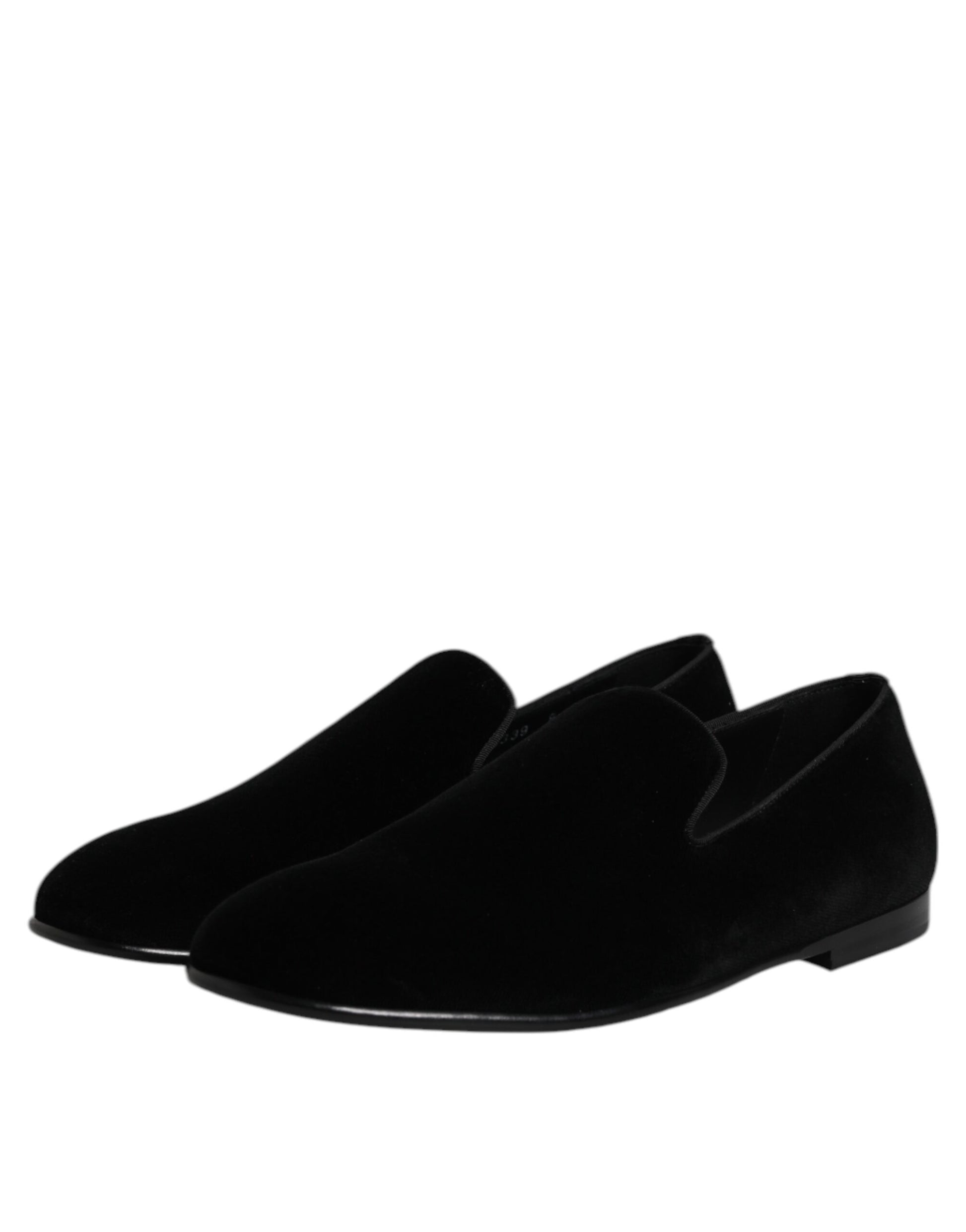 Dolce & Gabbana Black Velvet Slip On Loafers Formal Shoes - ACCEXO