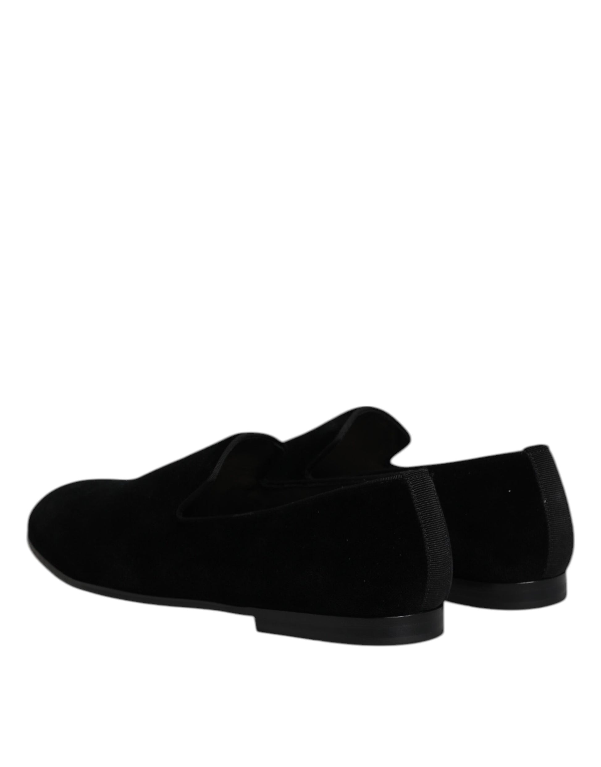 Dolce & Gabbana Black Velvet Slip On Loafers Formal Shoes - ACCEXO