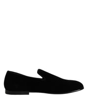 Dolce & Gabbana Black Velvet Slip On Loafers Formal Shoes - ACCEXO