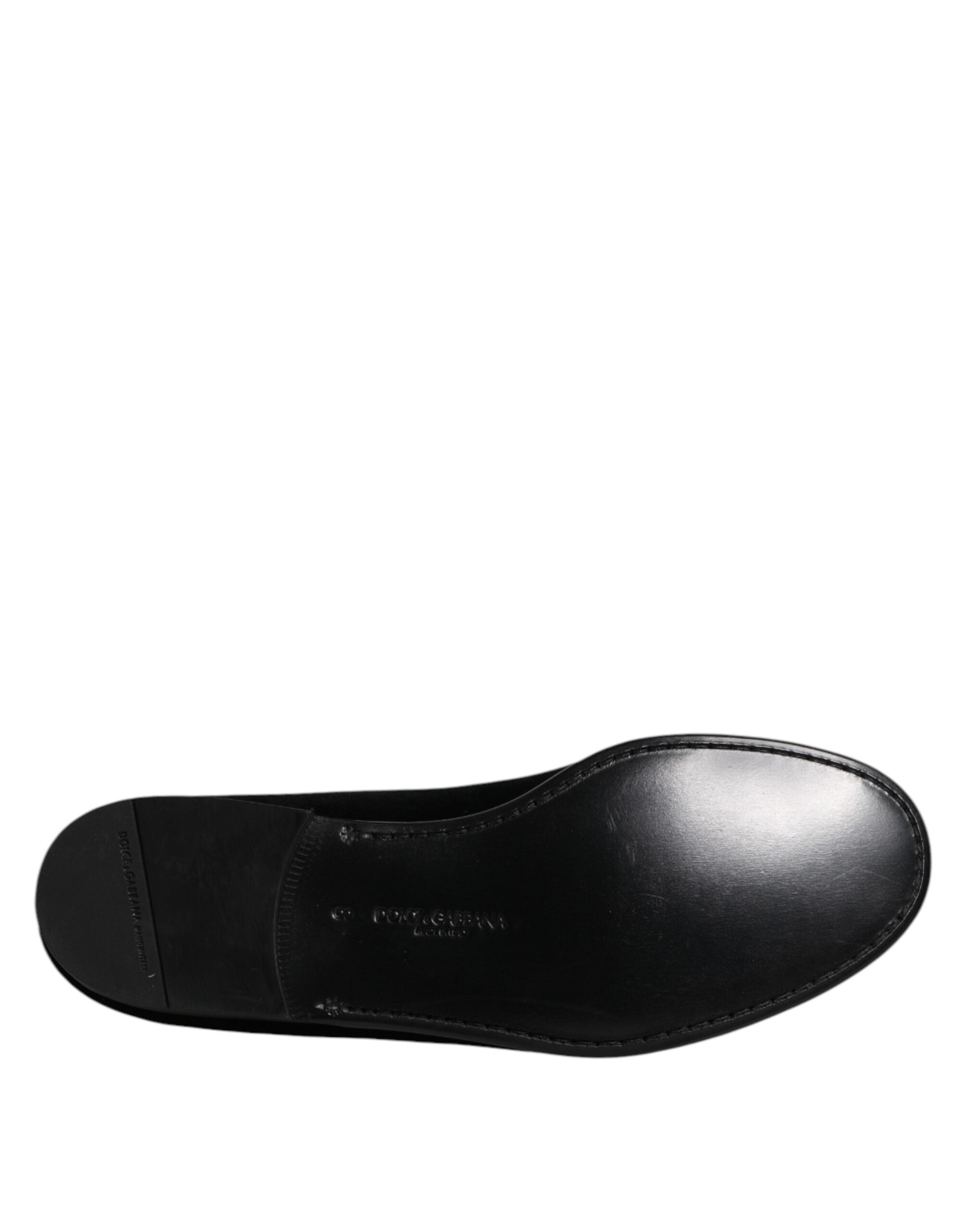Dolce & Gabbana Black Velvet Slip On Loafers Formal Shoes - ACCEXO