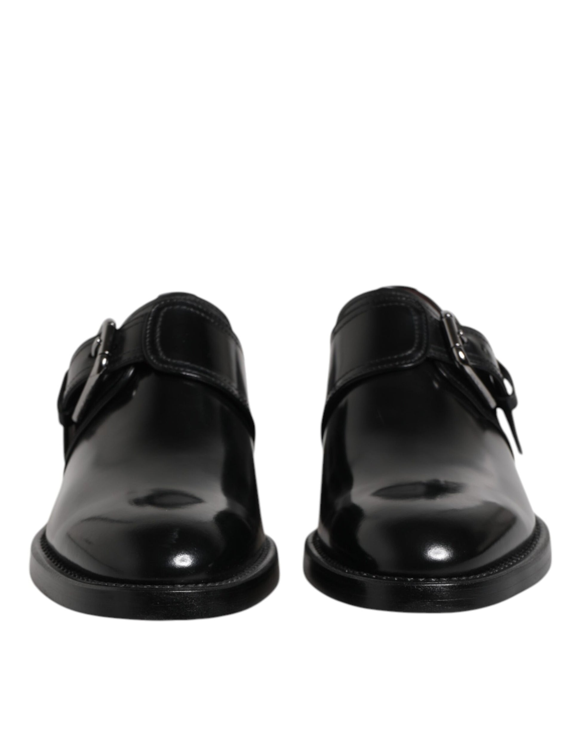 Dolce & Gabbana Black Leather Monk Strap Derby Formal Shoes - ACCEXO
