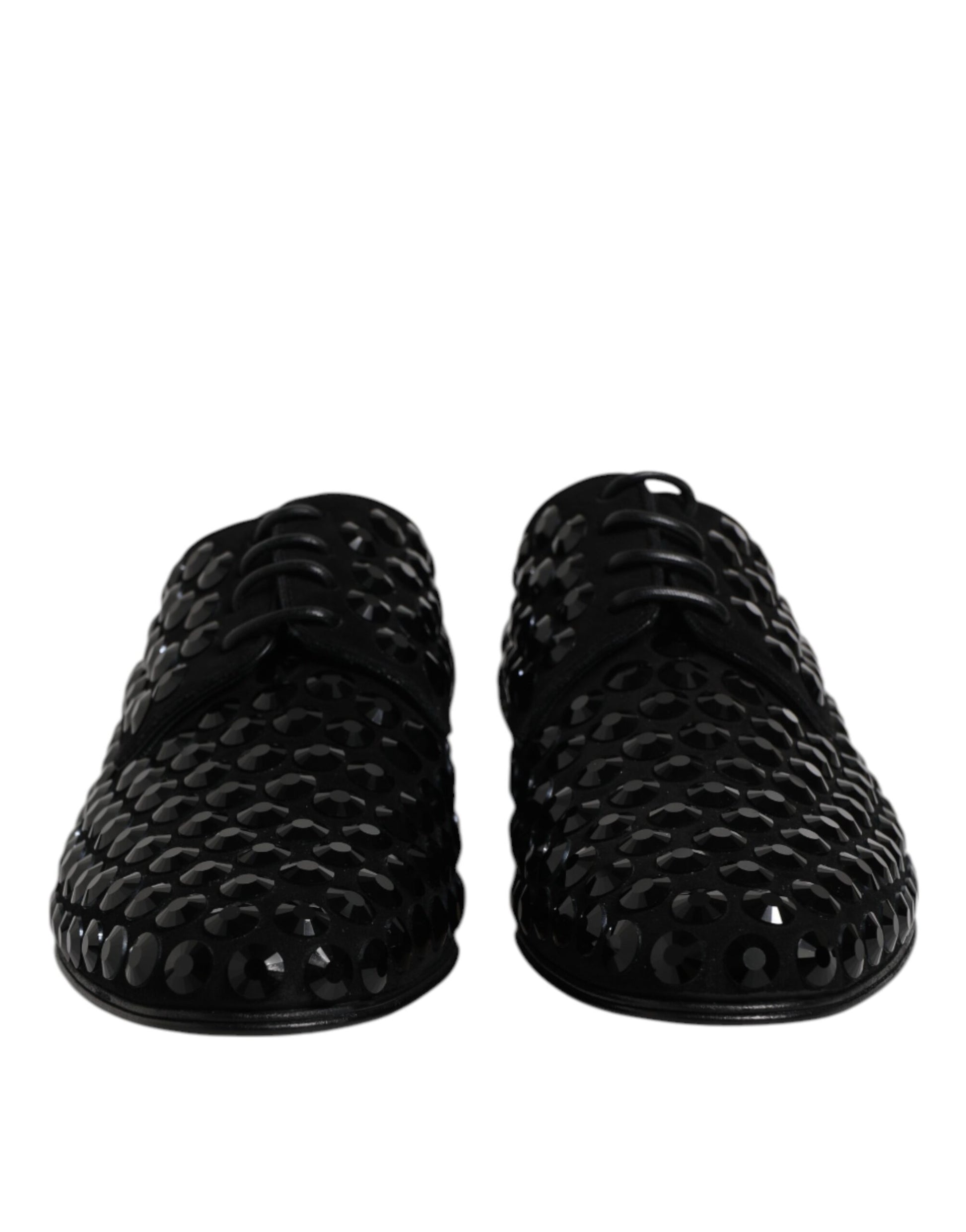 Dolce & Gabbana Black Suede Strass Derby Formal Shoes - ACCEXO