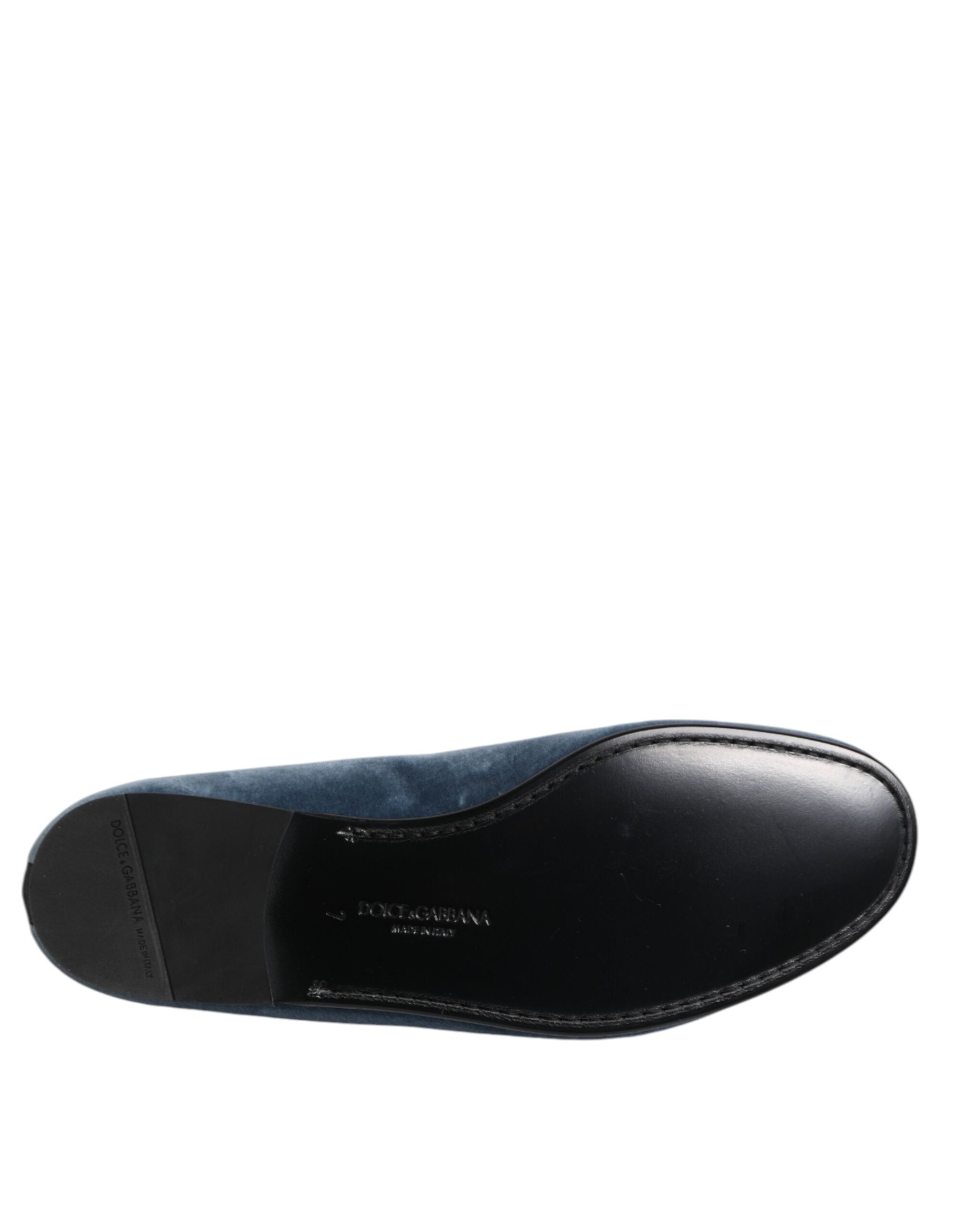 Dolce & Gabbana Blue Velvet DG Logo Loafers Formal Shoes - ACCEXO