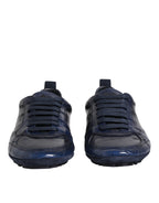 Dolce & Gabbana Dark Blue Leather Low Top Men Sneakers Shoes - ACCEXO