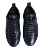 Dolce & Gabbana Dark Blue Leather Low Top Men Sneakers Shoes - ACCEXO